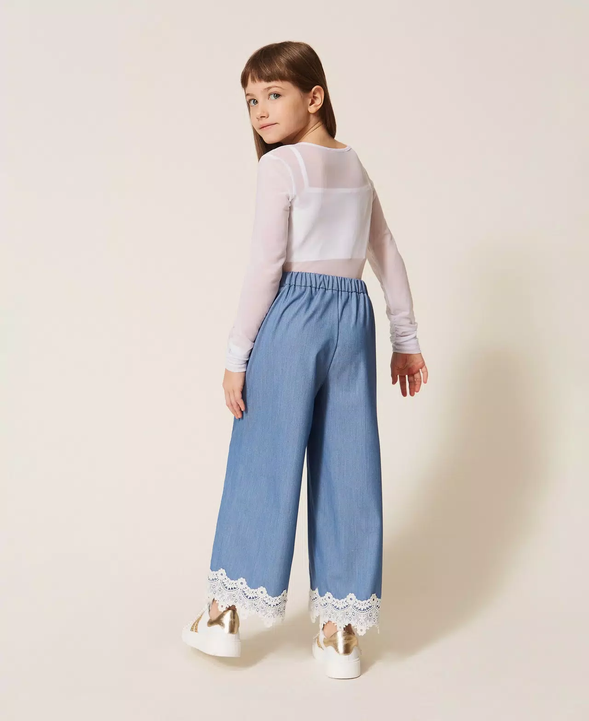 PANTALONI BAMBINA AMPI IN FIL-A-FIL  CON PIZZO SKYLINE TWINSET 261GJ2Q14 SKYLINE TWINSET KIDS 