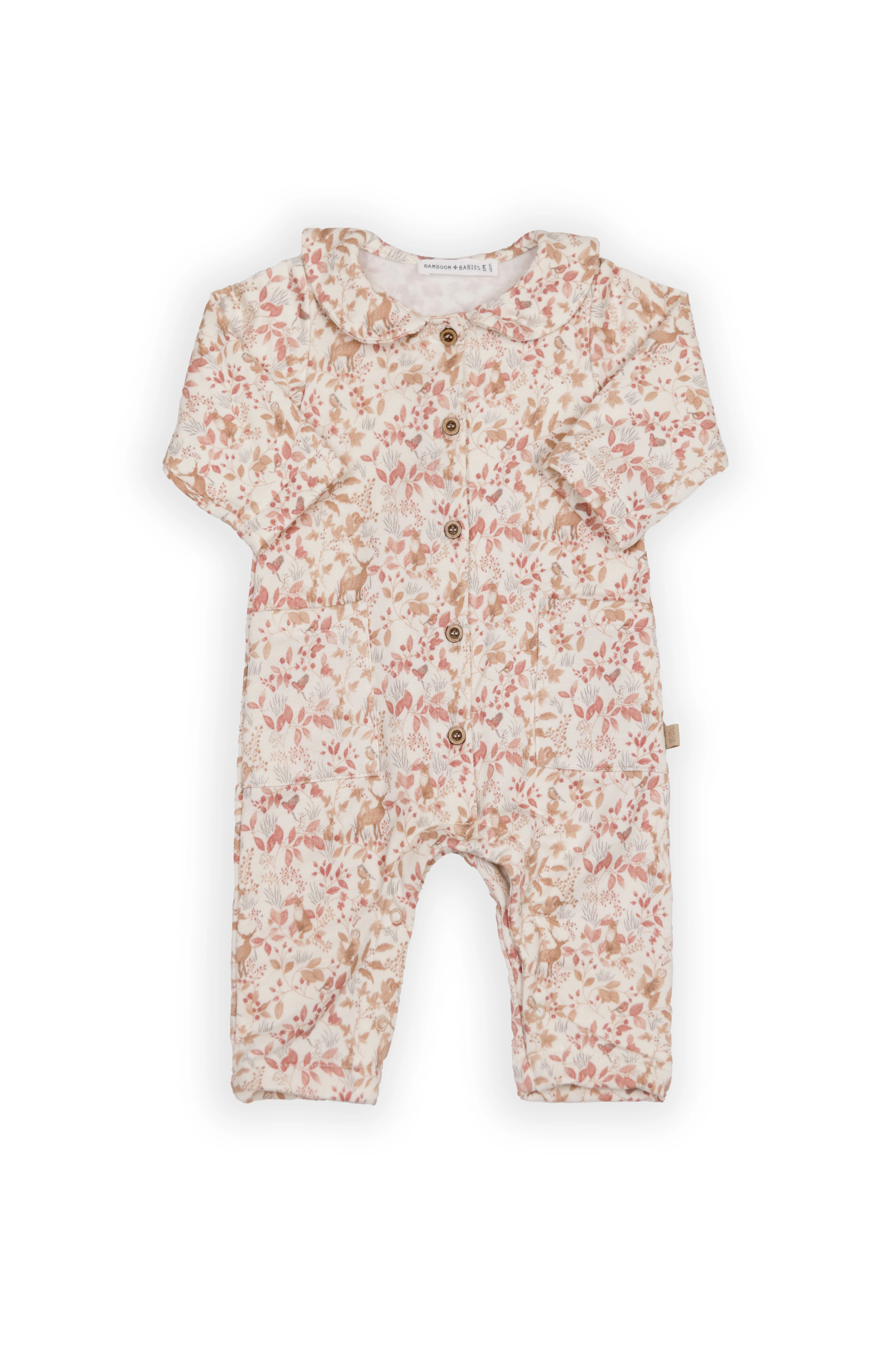 tutina neonata lineare con tasche con piedi stampata bamboom 1019 PRINT AUTUMN FOREST BAMBOOM 