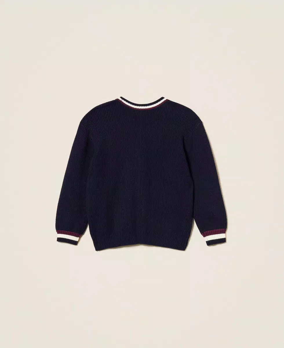 CARDIGAN BAMBINA LUNGO A COSTINE CON BOTTONI CLASSIC BLU TWINSET 252GJ3033 CLASSIC BLU TWINSET KIDS 