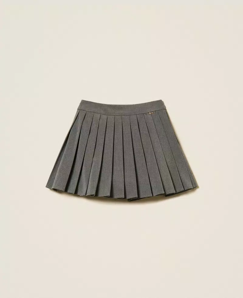 MINIGONNA BAMBINA A PIEGHE IN FLANELLA GRIGIO TWINSET 252GJ2271 GRIGIO MEDIO TWINSET KIDS 
