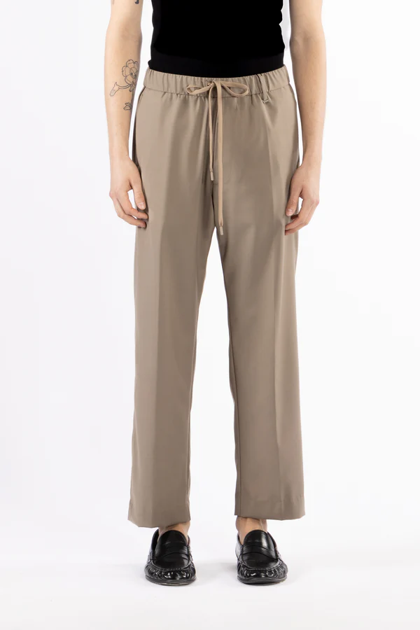 pantalone uomo con elastico in vita e culisse fondo regolare taupe i'm brian PA3685 TAUPE I'M BRIAN 