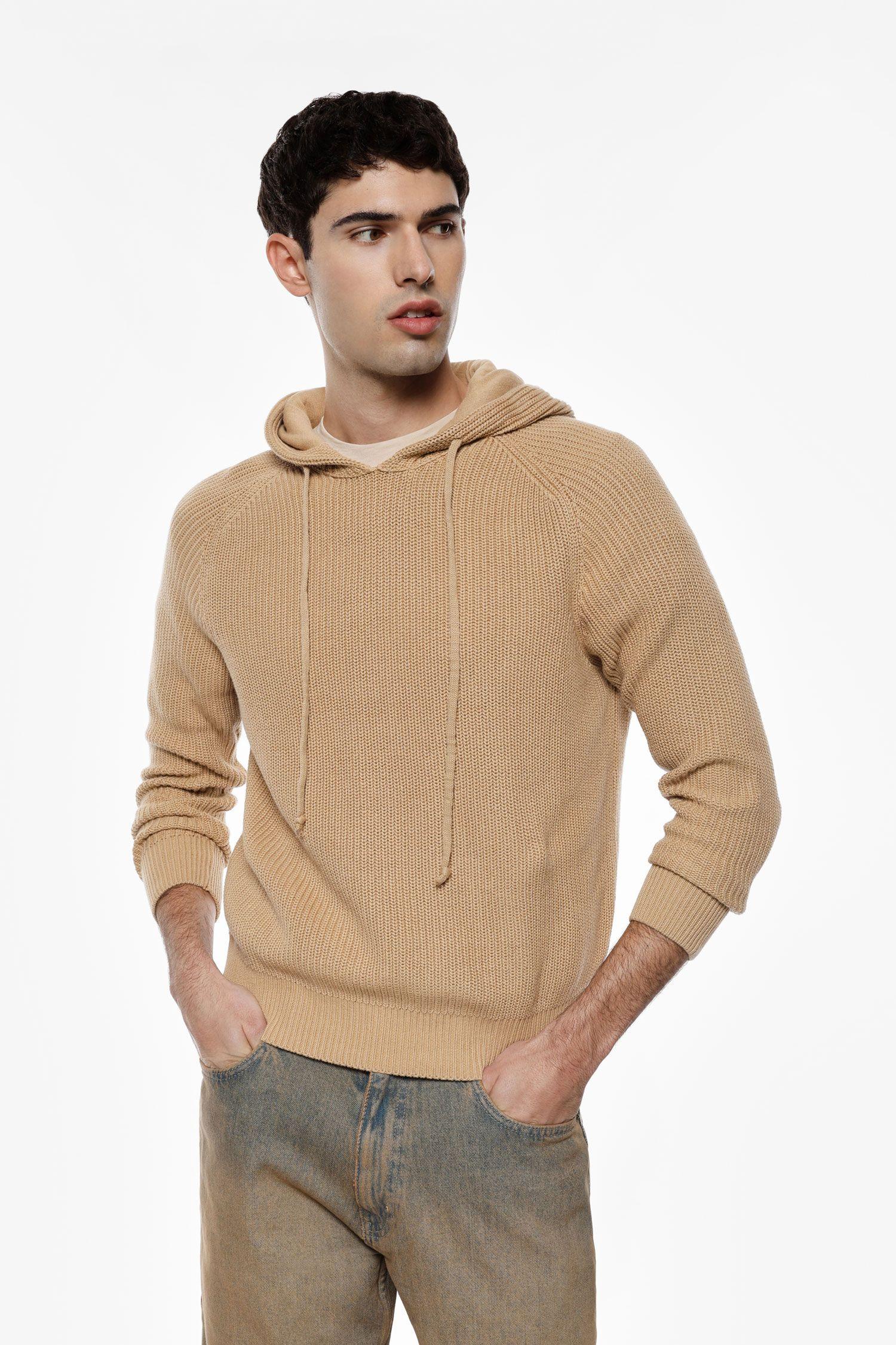 Maglione uomo con cappuccio a maniche lunghe cammello imperial M8857130U02 CAMMELLO IMPERIAL  UOMO 