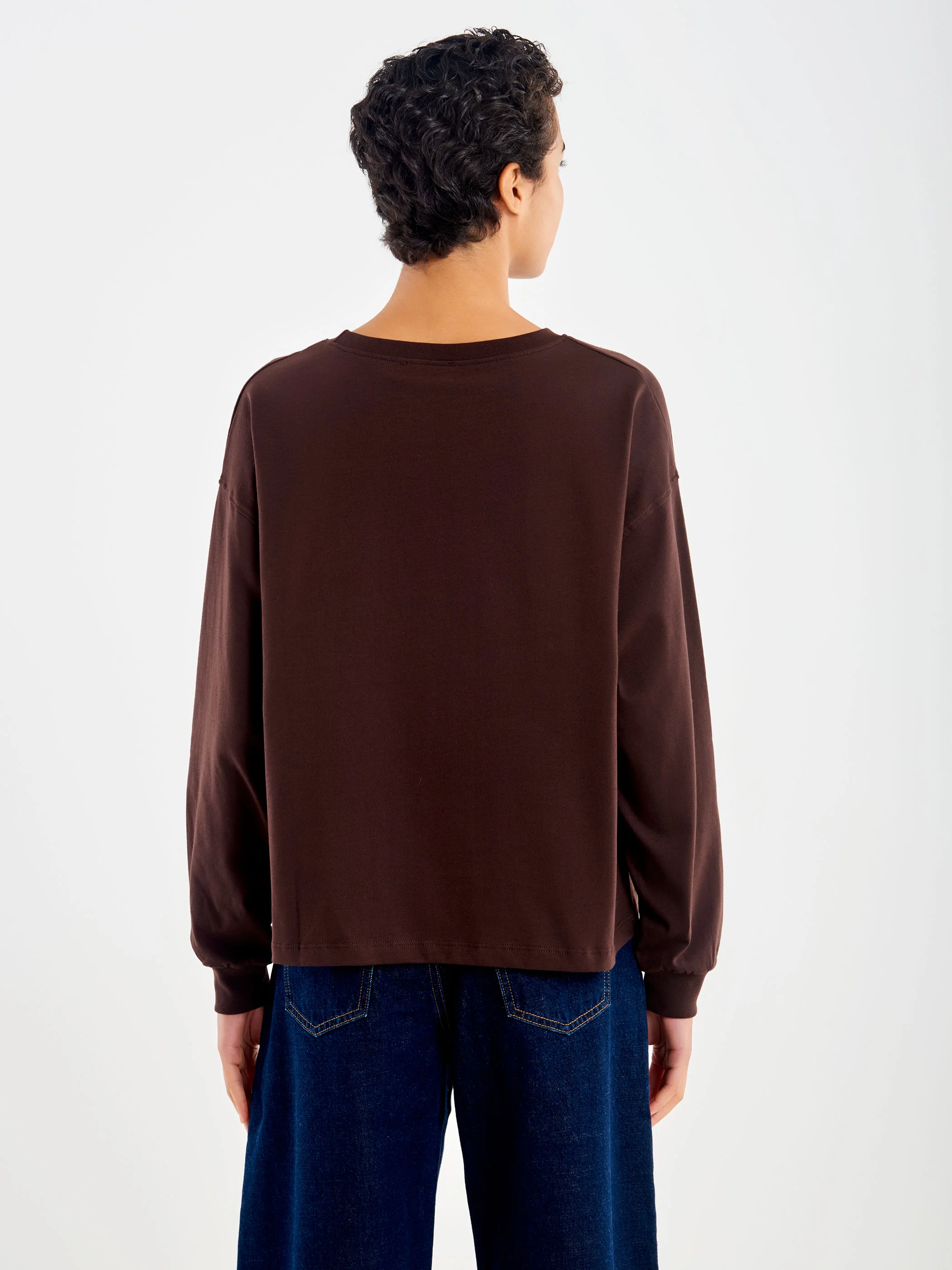 t-shirt DONNA basica manica lunga MARRONE VICOLO UF0184 MARRONE VICOLO 