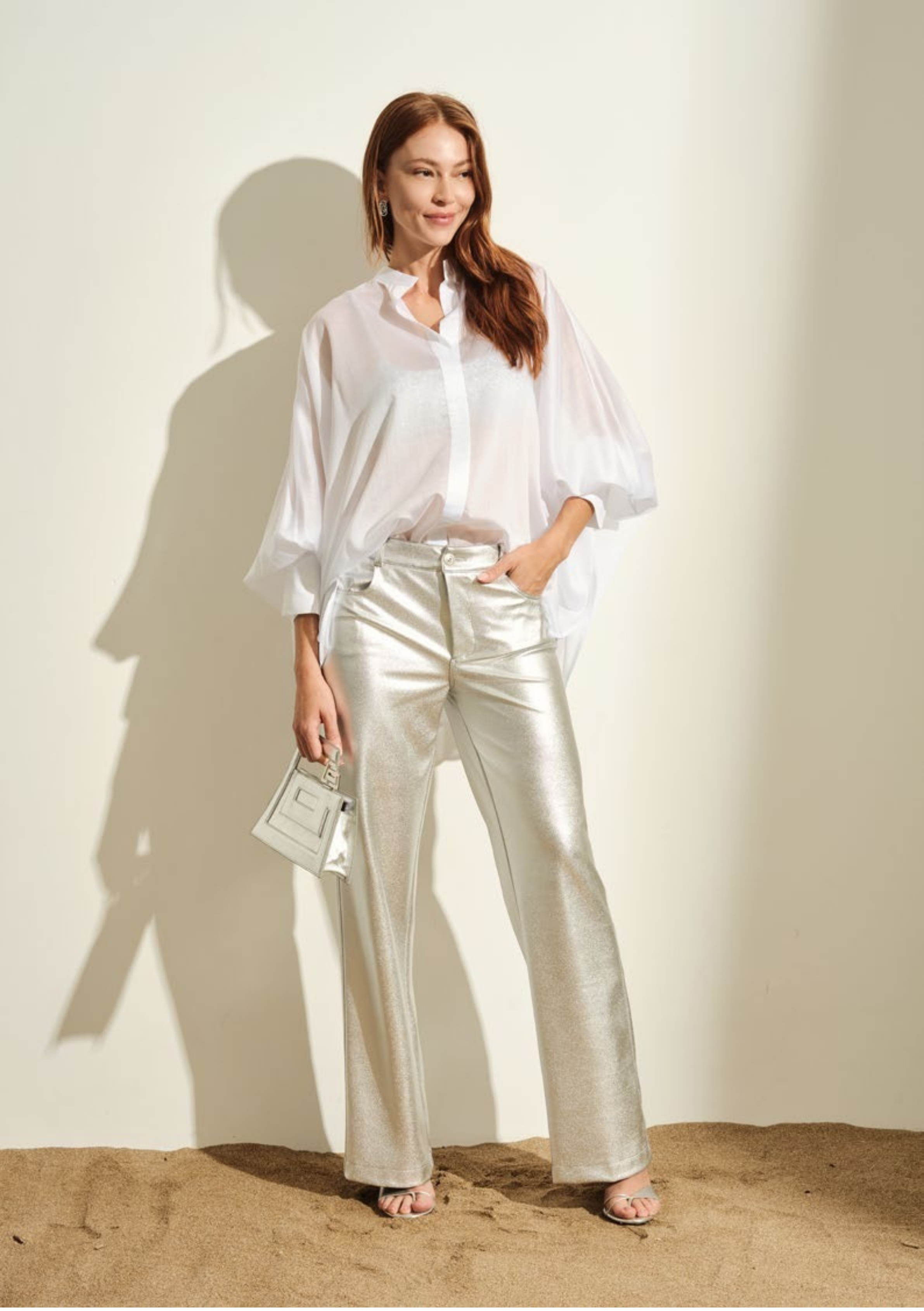 BLUSA DONNA IN MUSSOLA OVERSIZE BIANCO JIJIL BL123 BIANCO JIJIL 