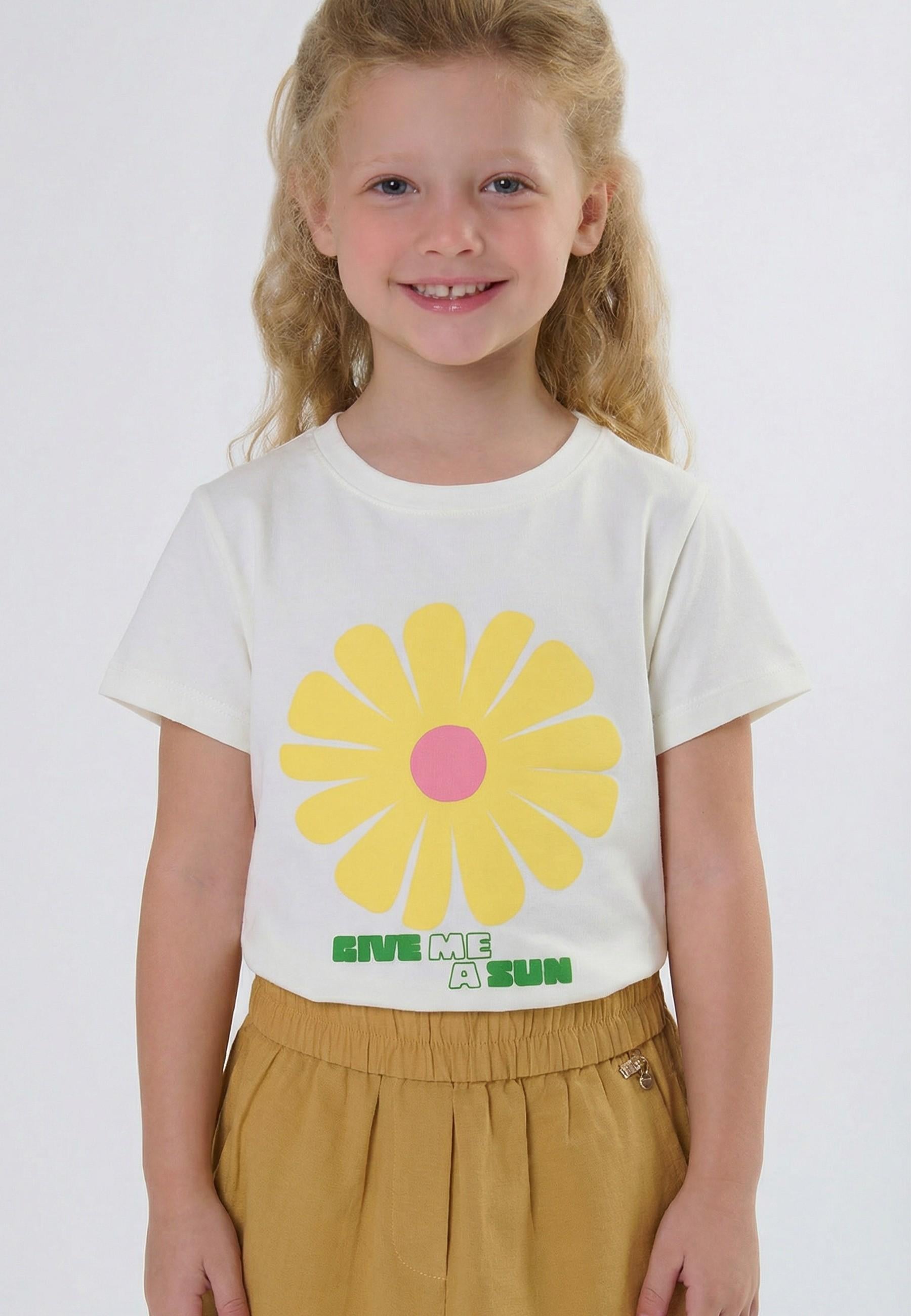 t-shirt BAMBINA CON MAXI STAMPA BIANCO TO BE TOO TB1573T LATTE TO BE TOO 