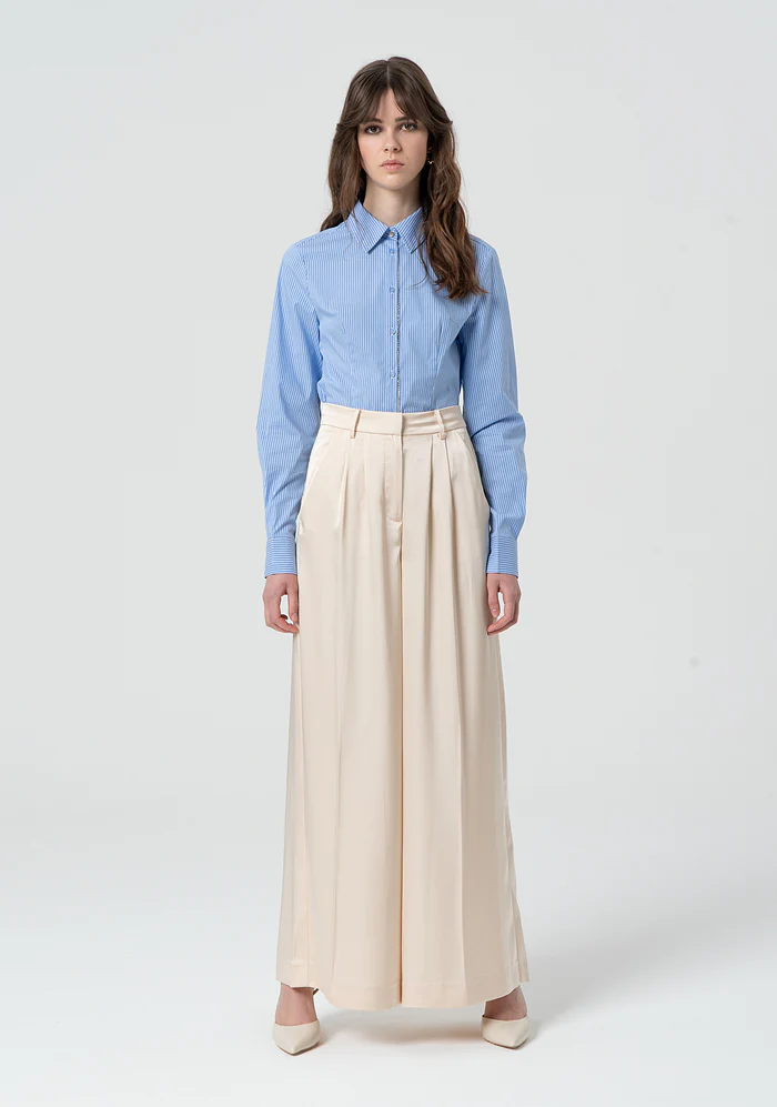 Pantaloni a palazzo in raso FR25SV3002W41101 CREAM FRACOMINA 
