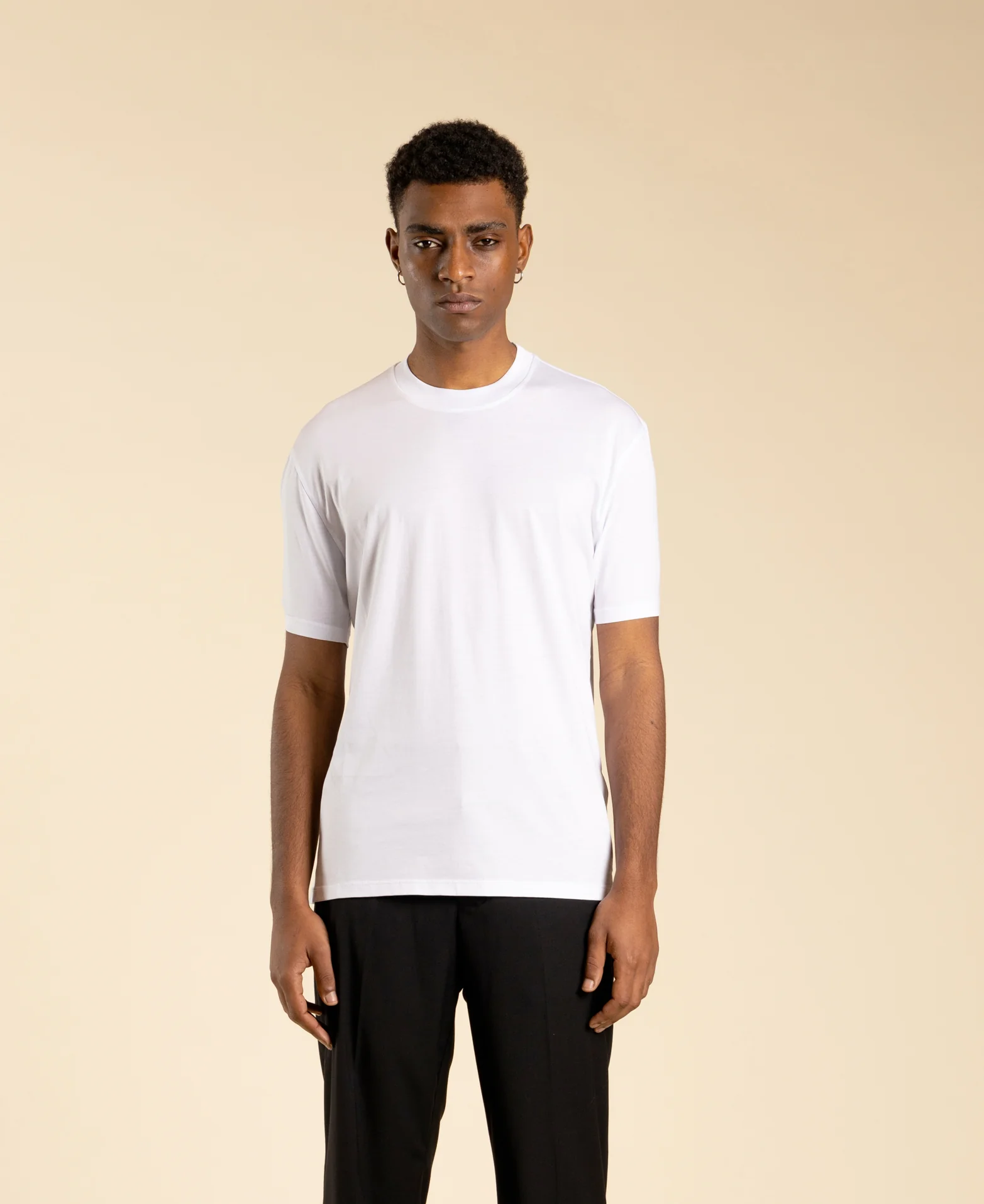 T-shirt regular fit in cotone filo di scozia<BR/> TS3327 BIANCO I'M BRIAN 