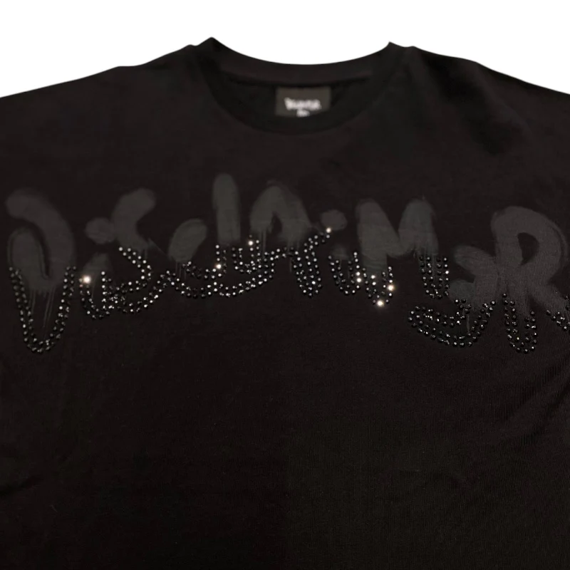 Disclaimer kids t-shirt nera logo borchie ragazza 58519<BR/> 58519 NERO DISCLAIMER 