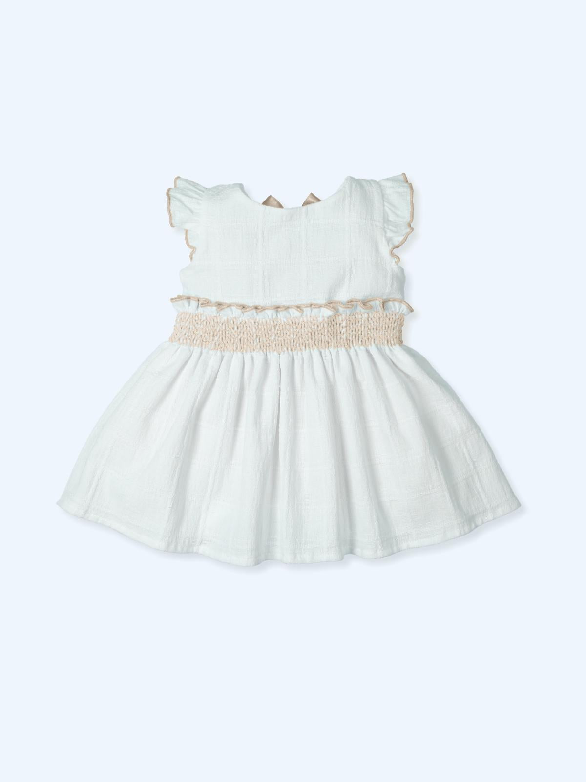 Abito baby in cotone punto smock con fiocco sul retro <BR/> 9709 SAFARI MAC ILUSION KIDS 