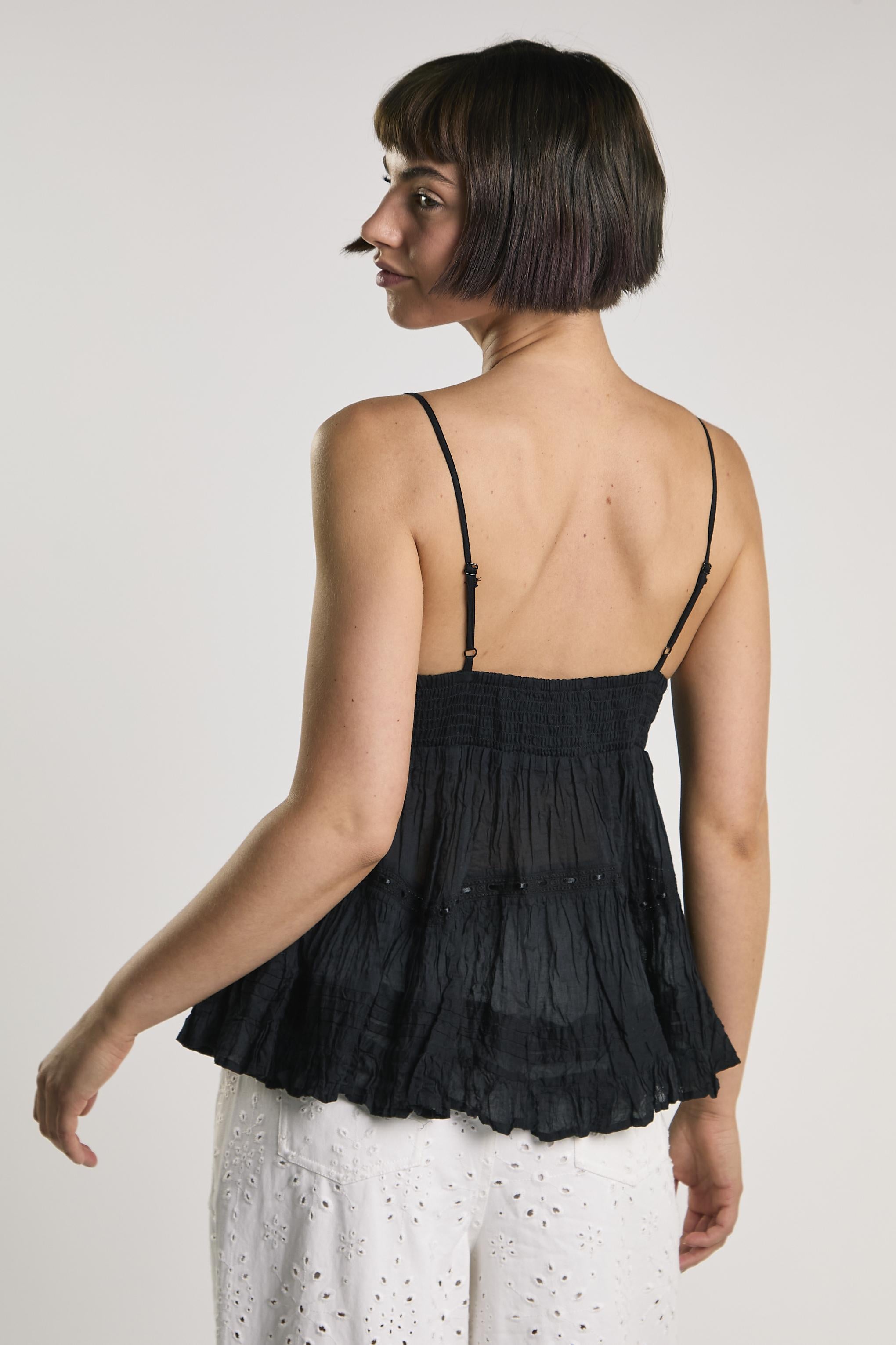 TOP DONNA SBAMBOLATO NERO GLAMOROUS KA7566 NERO GLAMOROUS 