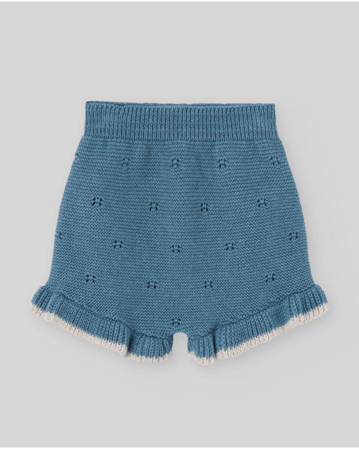 COORDINATO NEONATA MAGLIA CON COLLO E PANTALONCINO IN LANA PETROLIO PAZ RODRIGUEZ 103C-123123 UNICO PAZ RODRIGUEZ 