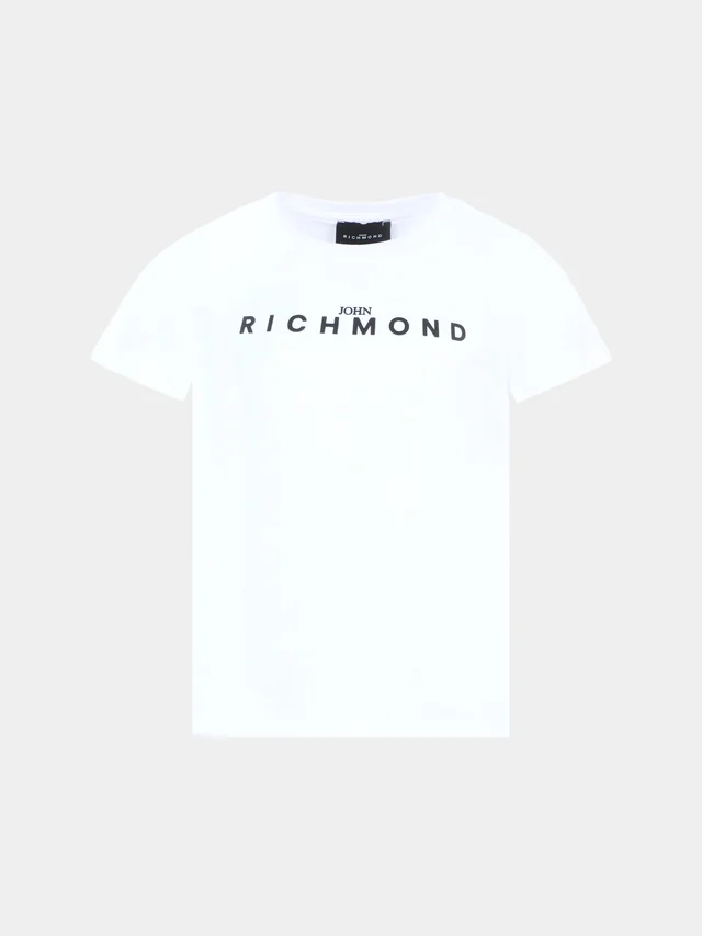 T-SHIRT BAMBINO BASICA CON LOGO BIANCA JOHN RICHMOND RBP26008TS WHITE JOHN RICHMOND JUNIOR 