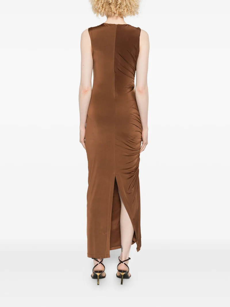 abito donna midi paricollo drappeggiato moro marsem EVE-VEN2 MORO MARSEM 