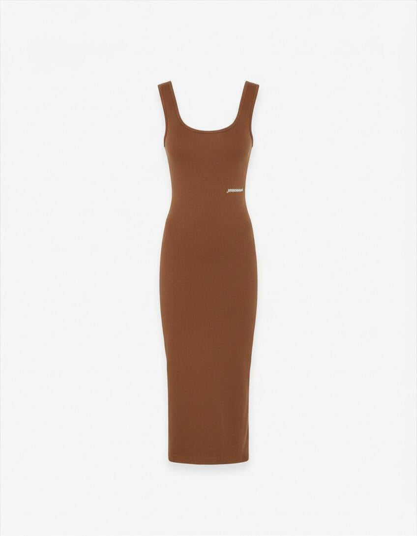 ABITO DONNA MIDI A CANOTTA IN COSTINA MOKA HINNOMINATE HMABW02518 MOKA HINNOMINATE 