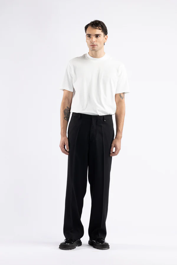 PANTALONE UOMO FONDO AMPIO IN MISTO LANA I'M BRIAN PA3507 NERO I'M BRIAN 