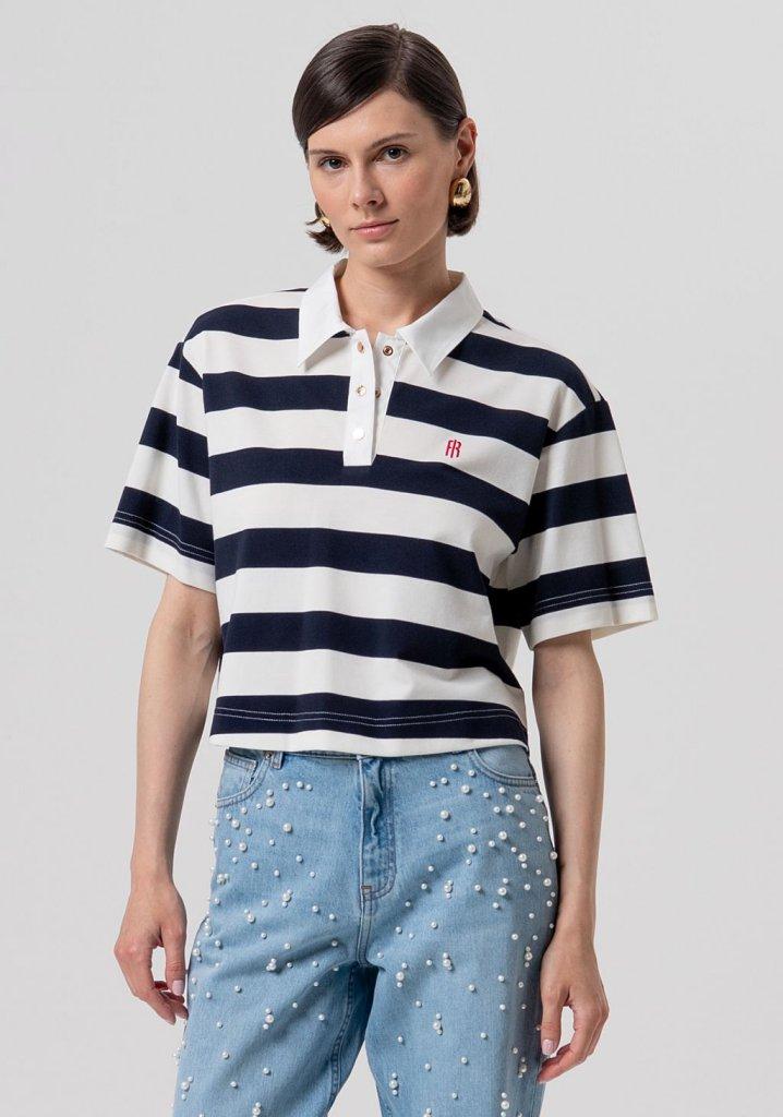 POLO DONNA OVER A RIGHE DARK BLU FRACOMINA FR26ST3044J491V9 DARK BLU FRACOMINA 