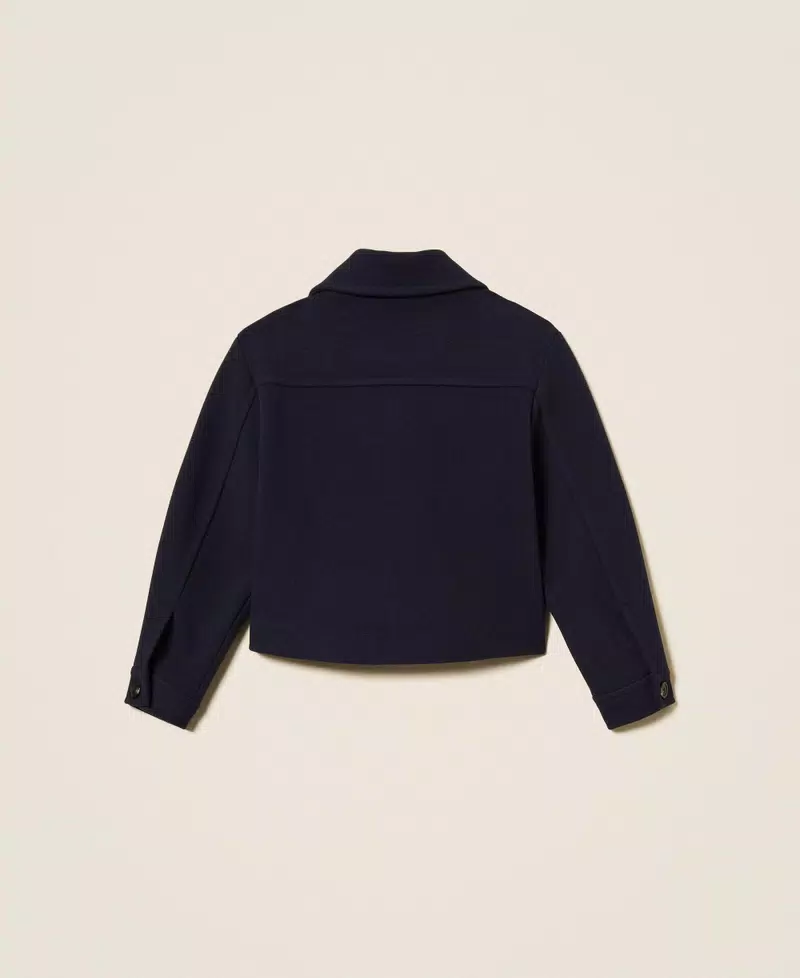 CAPPOTTINO BAMBINA CORTO IN PANNO CON ZIP BLU TWINSET 252GJ2151 CLASSIC BLU TWINSET KIDS 