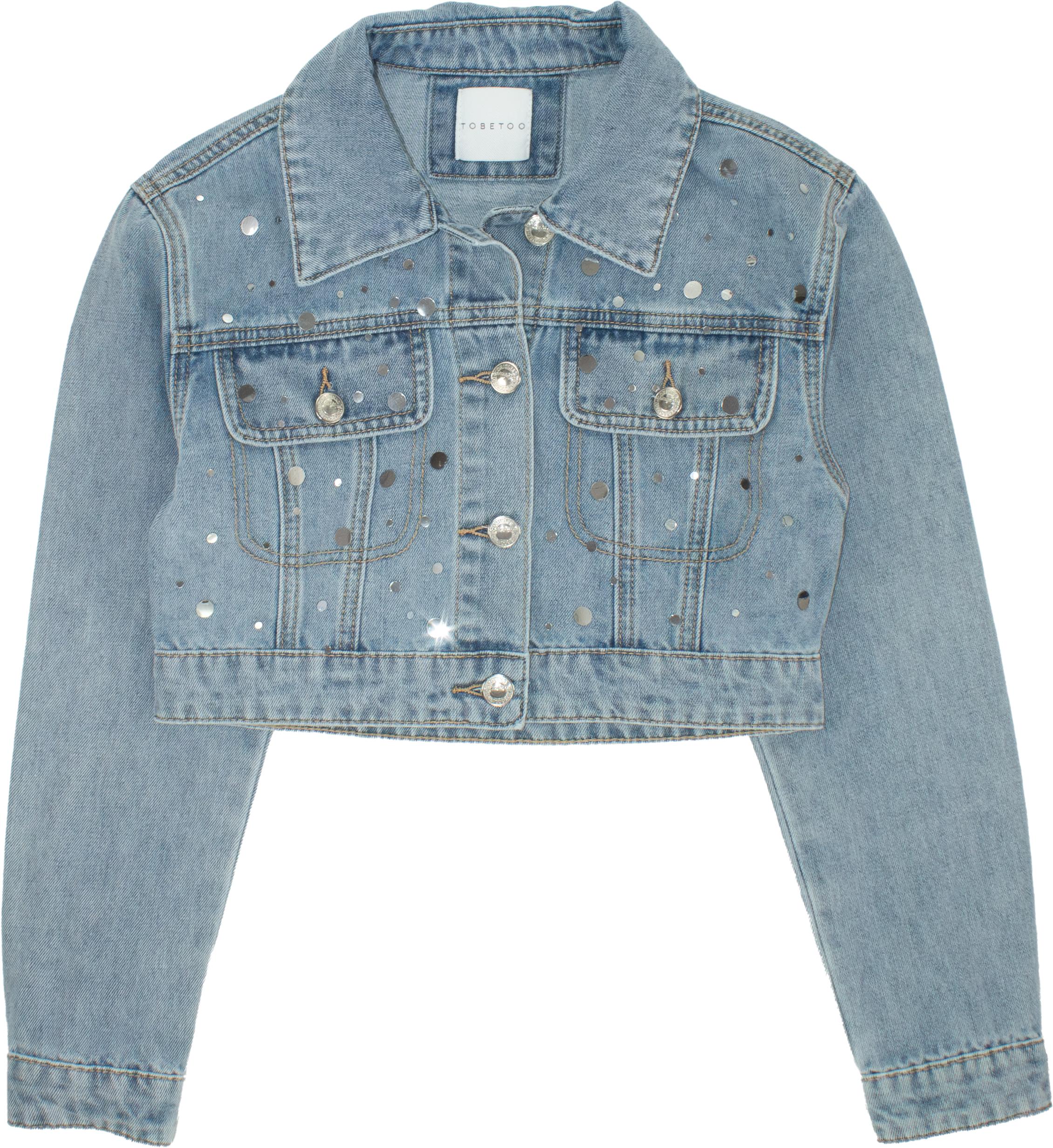 GIUBBINO BAMBINA IN JEANS CROPPED CON APPLICAZIONI LUMINOSE TO BE TOO T1374C JEANS TO BE TOO 