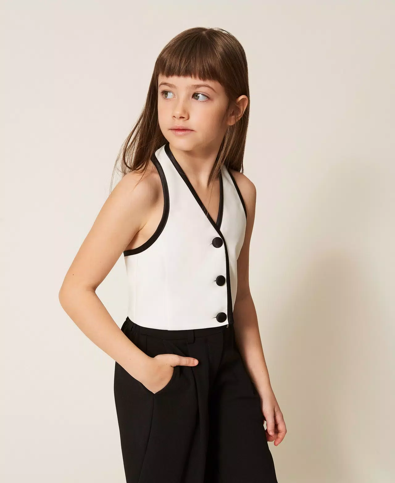 gilet BAMBINA  in crepe BIANCO TWINSET 261GJ2Q52 BIANCO TWINSET KIDS 