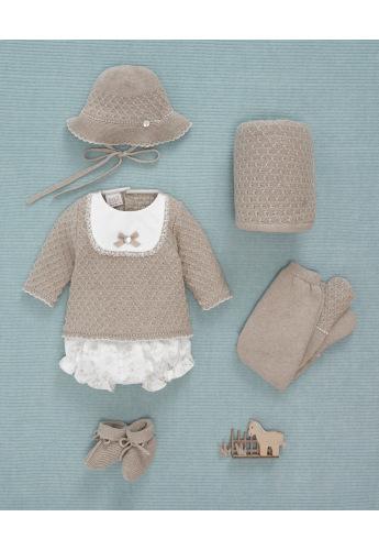 COORDINATO NEONATA MAGLIA IN LANA E COPRIPANNOLINO SABBA PAZ RODRIGUEZ 103C-123068 SABBIA PAZ RODRIGUEZ 