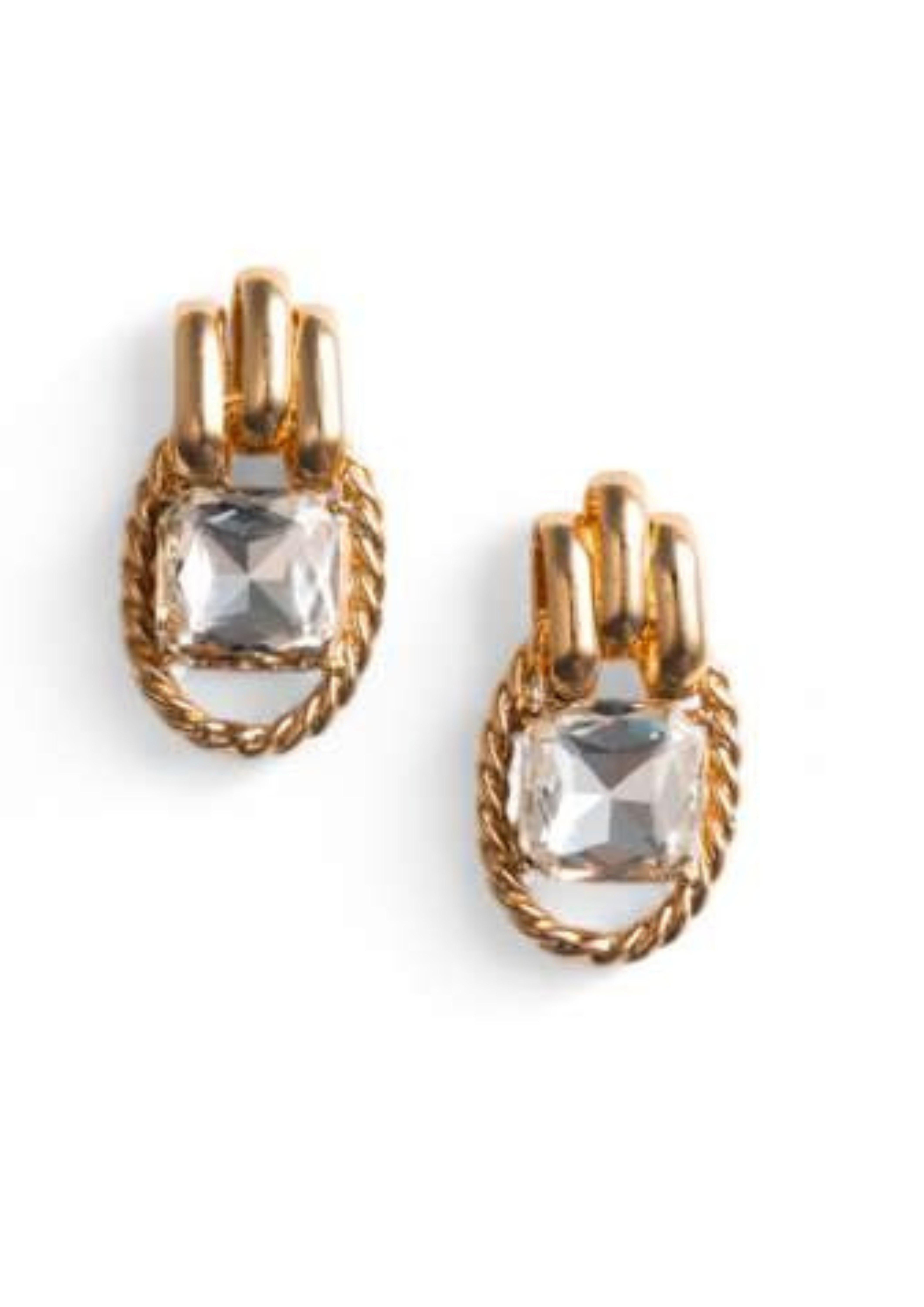 ORECCHINI PENDENTI IN METALLO CON PIETRA G18151 ORO MYA ACCESORIES 