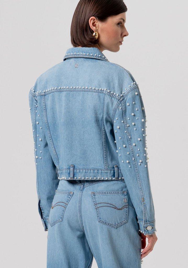 giubbino DONNA  in denim con perle FRACOMINA FR26SJ4004D47103 DENIM FRACOMINA 