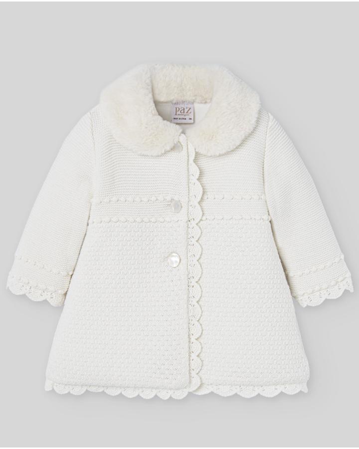 CAPPOTTO NEONATA CON COLLETTO E RICAMI PANNA PAZ RODRIGUEZ 009-112843 PANNA PAZ RODRIGUEZ 