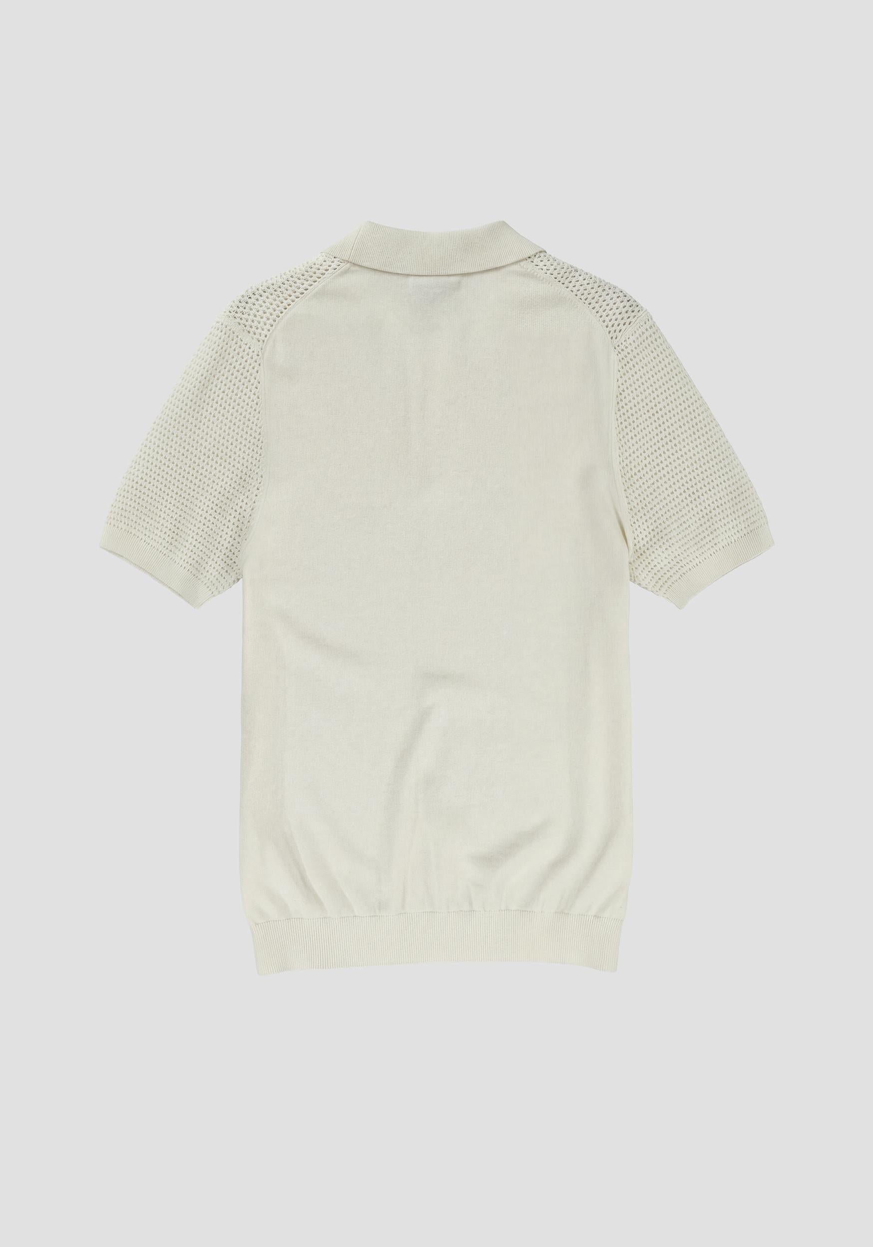 POLO UOMO IN MAGLIA TRAFORATA CON ZIP AVORIO ANTONY MORATO MMSW01590 YA200082 AVORIO ANTONY MORATO 