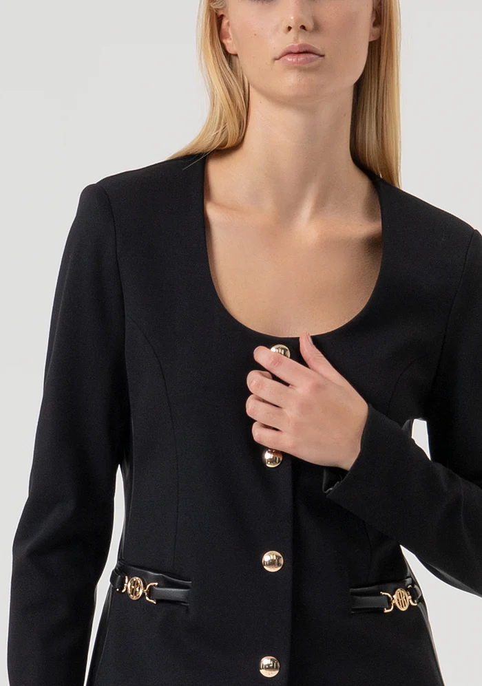 GIACCA DONNA SCOLLO TONDO SLIM FIT NERO FRACOMINA FR25WJ2006W78001 BLACK FRACOMINA 