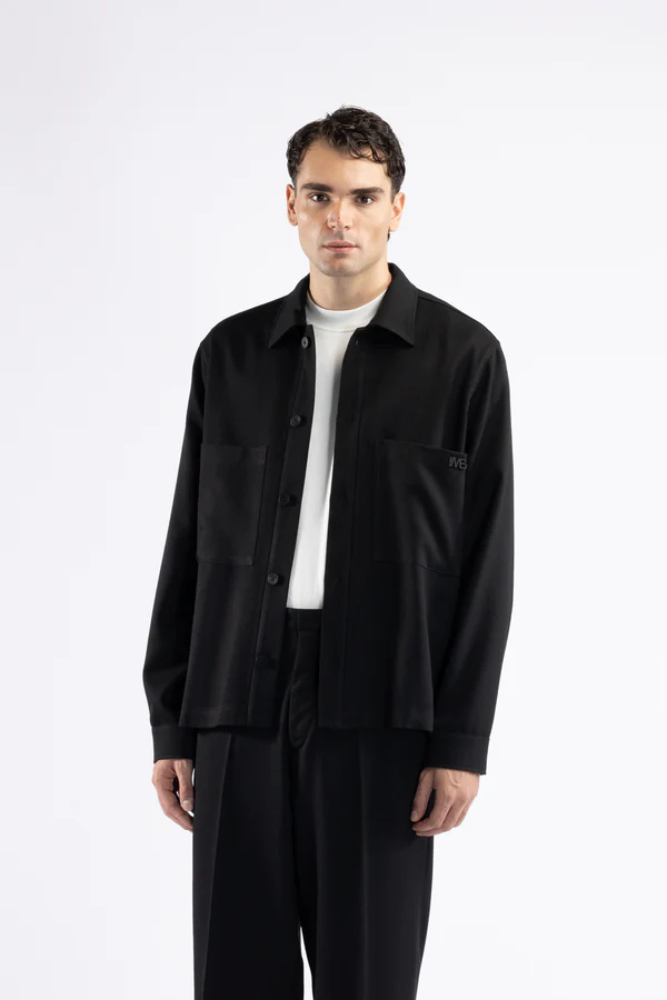 CAMICIA UOMO MANICA LUNGA CON TASCHINI IN MISTO LANA NERO I'M BRIAN CA3449 NERO I'M BRIAN 