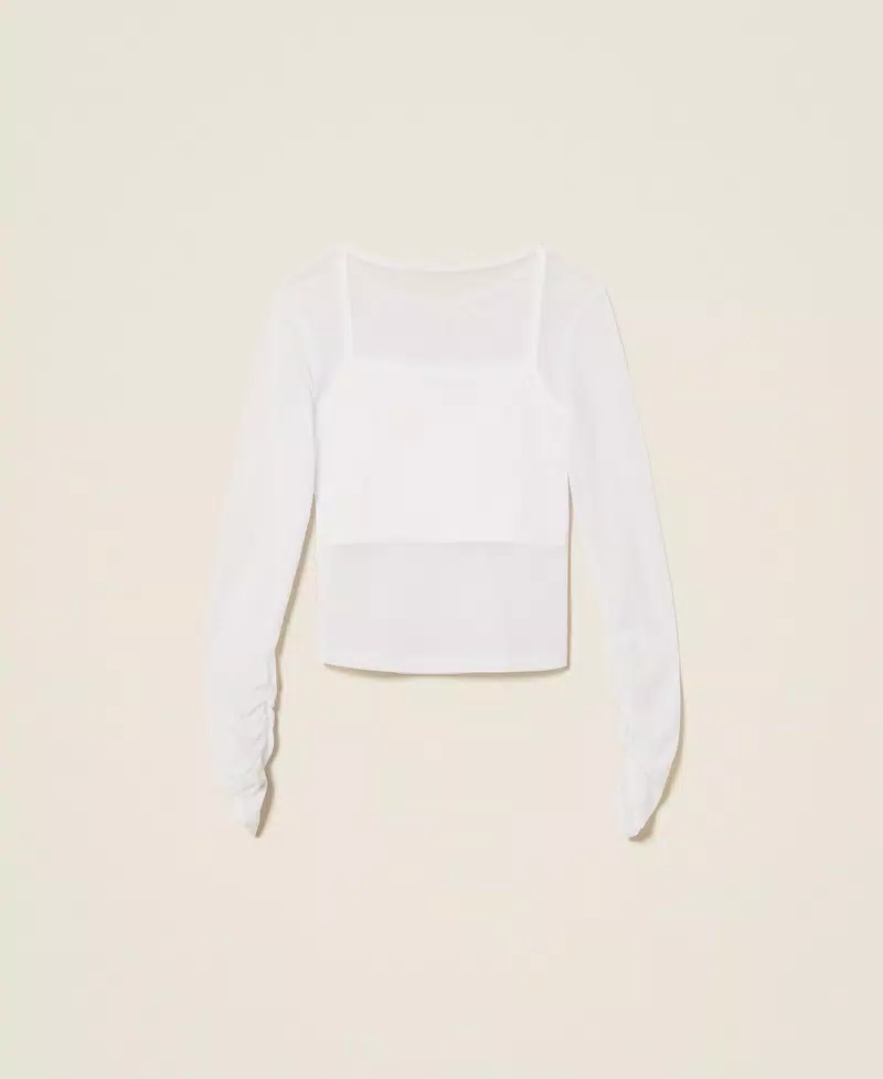 TOP BAMBINA IN TULLE CON ARRICCIATURA BIANCO TWINSET 261GJ2183 BIANCO TWINSET KIDS 