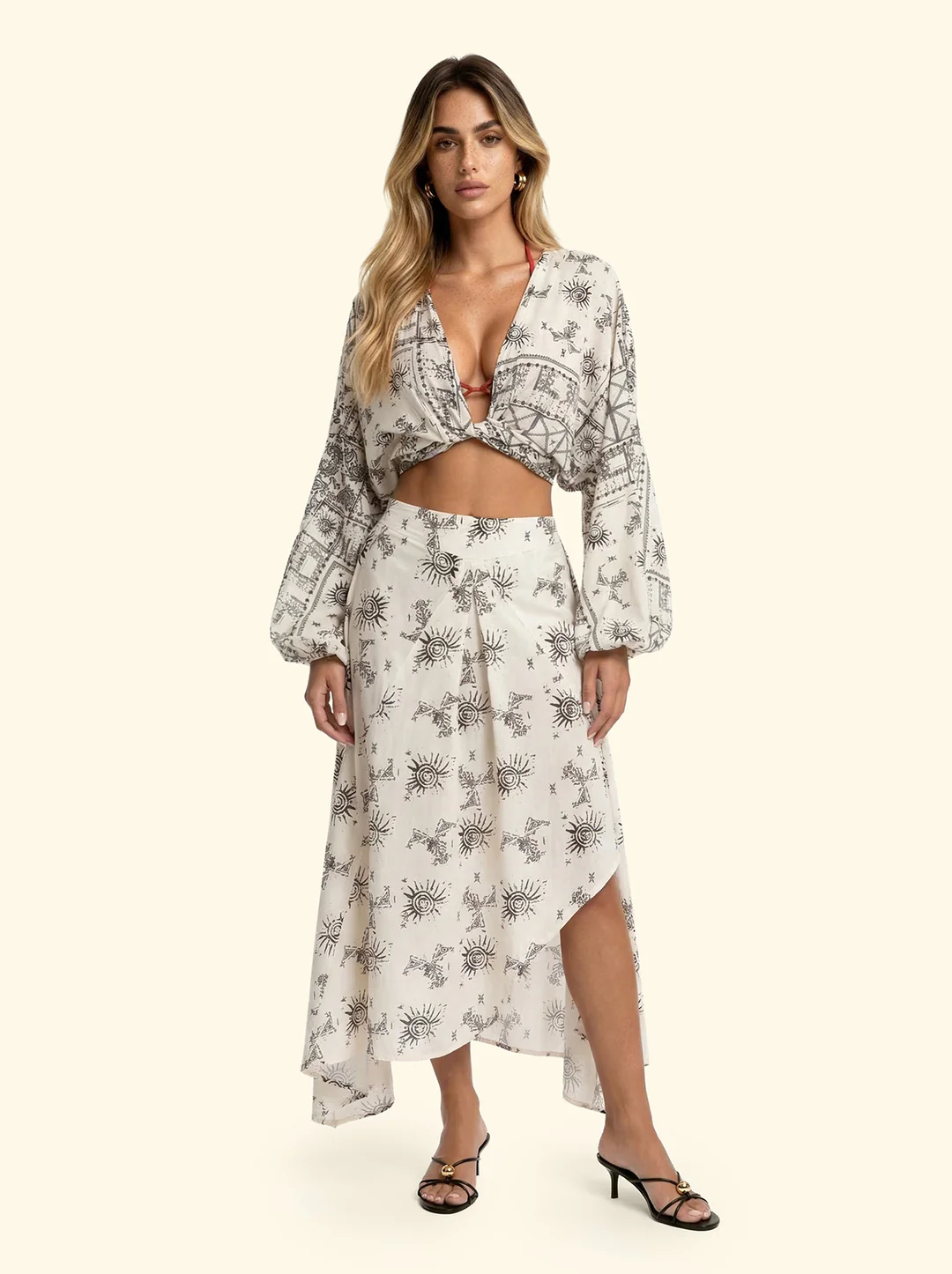 TOP CROP donna con manica lunga a fantasia f**k FK26-SW0416X36 UNICO F**K 