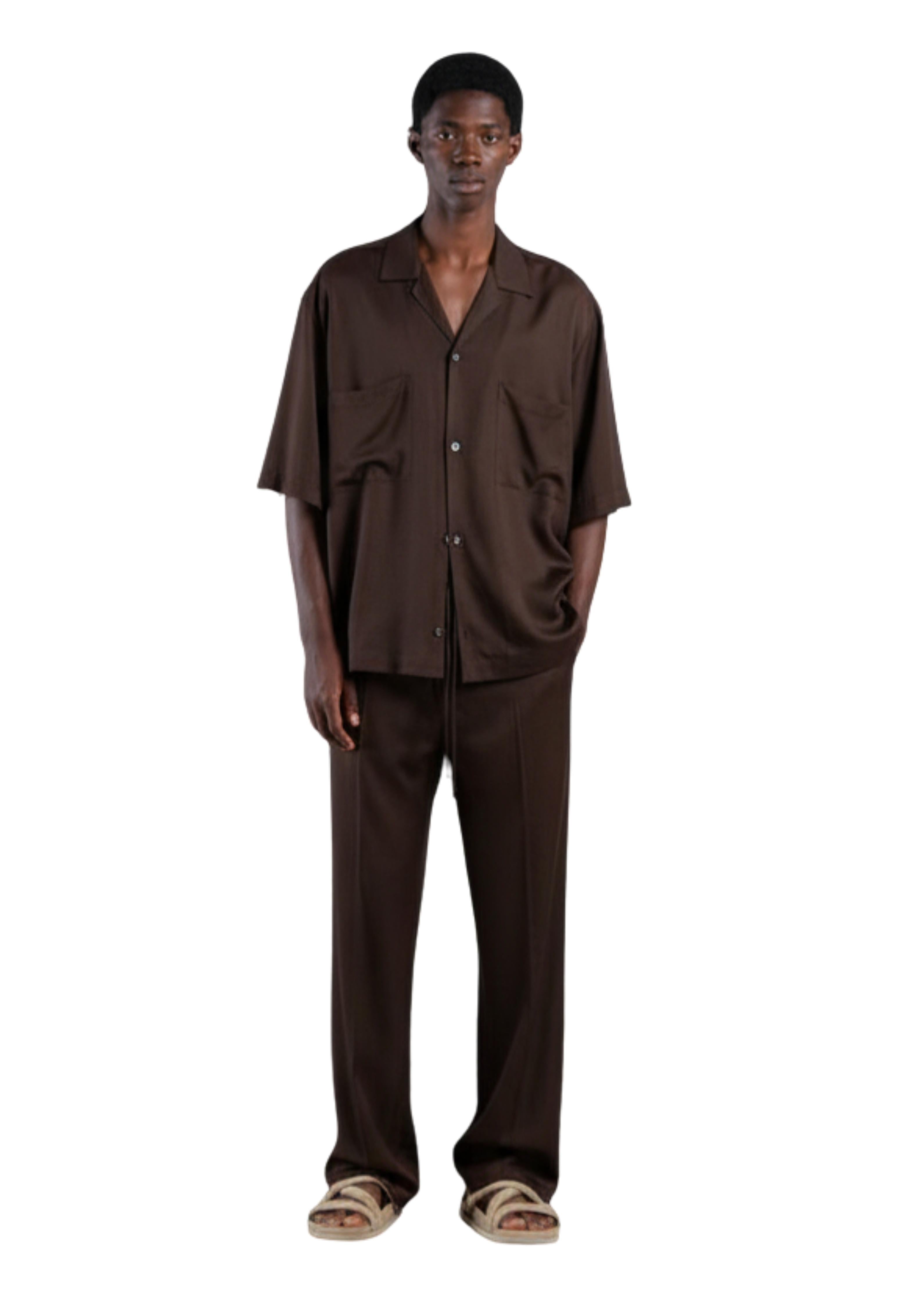 camicia uomo mezza manica con doppio tascone moro  i'M Brian CA3626 MORO I'M BRIAN 