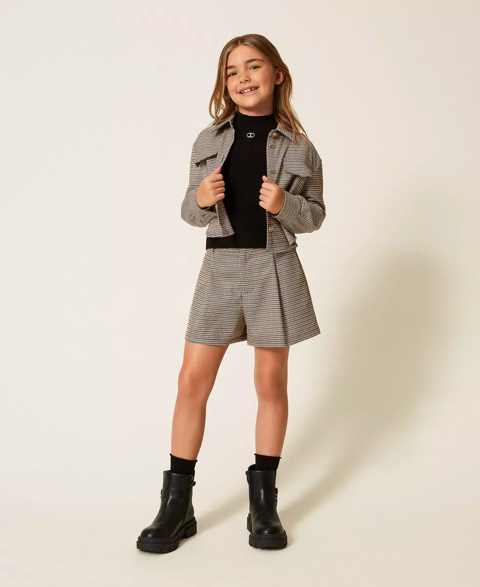 SHORTS BAMBINA A PIEGHE PIED DE POULE TWINSET 252GJ2103 PIED DE POULE TWINSET KIDS 