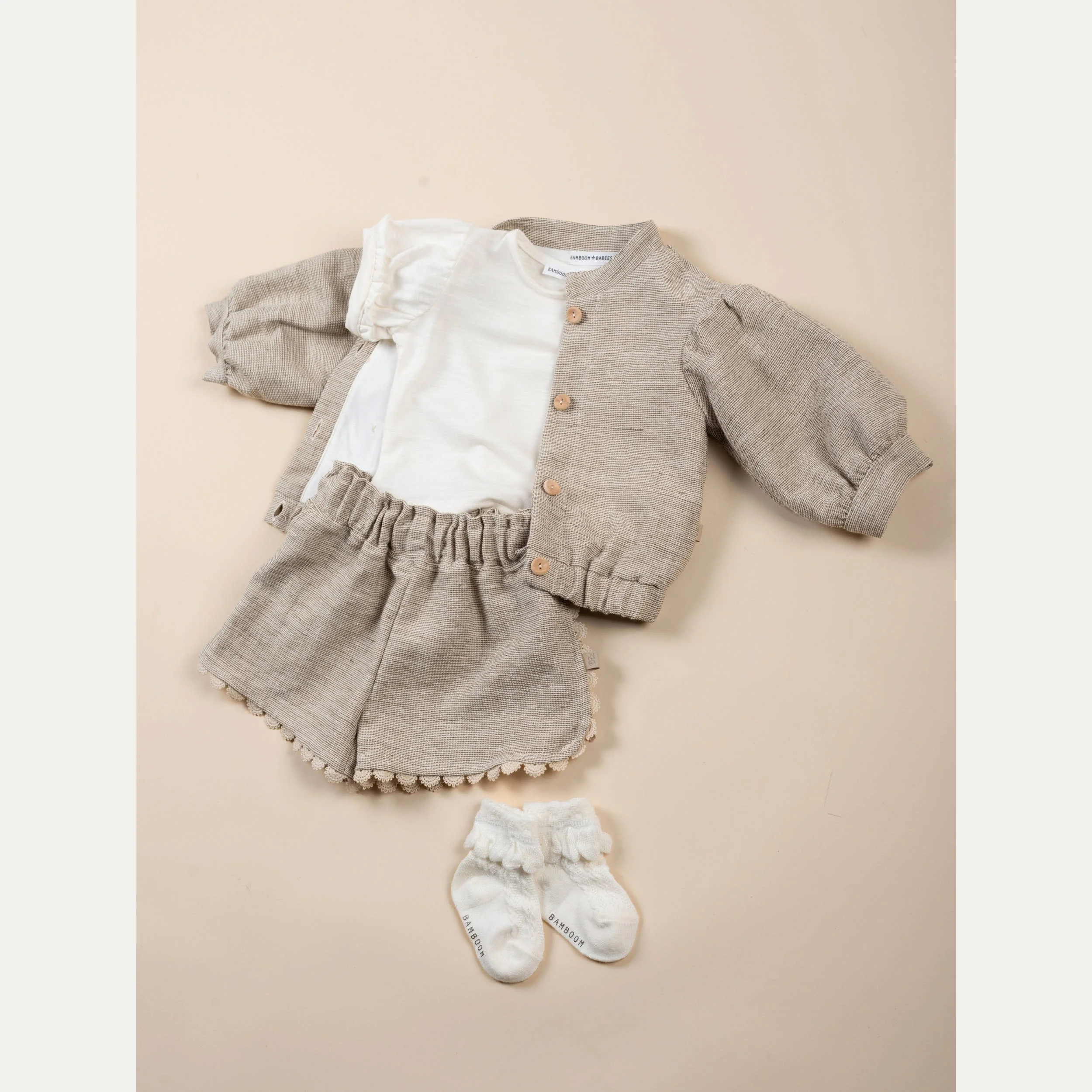 SHORTS NEONATA CON BORDINO  MUSTARD BAMBOOM 1136TE MUSTARD BAMBOOM 