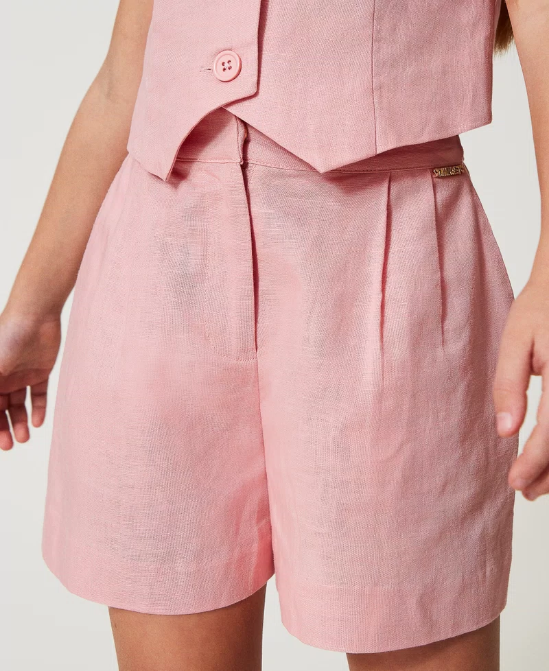 shorts in misto lino 251GJ2403 SWEET ROSE TWINSET KIDS 