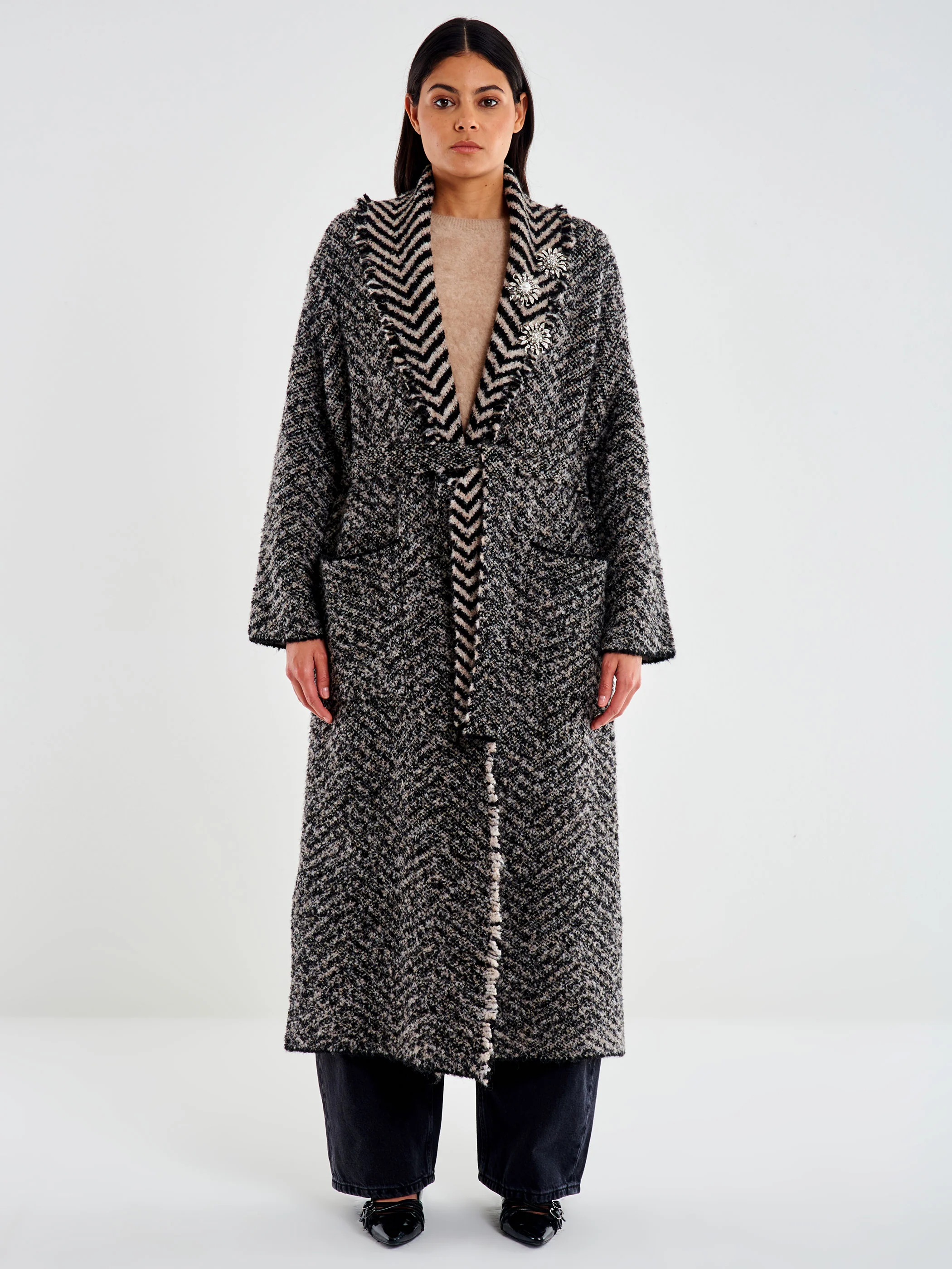 cappotto donna in maglia con spille sale e pepe vicolo 55001F SALE E PEPE VICOLO 