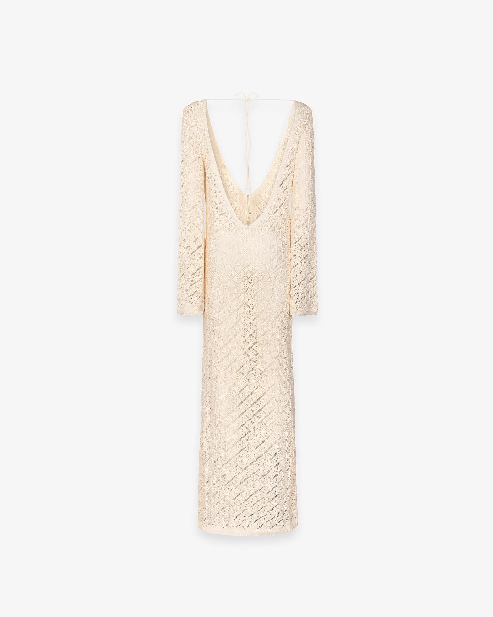 ABITO DONNA LUNGO MANICA LUNGA A TROMBETTA IN MAGLIA TRAFORATO BIANCO HINNOMINATE HMABW02673 BIANCO HINNOMINATE 