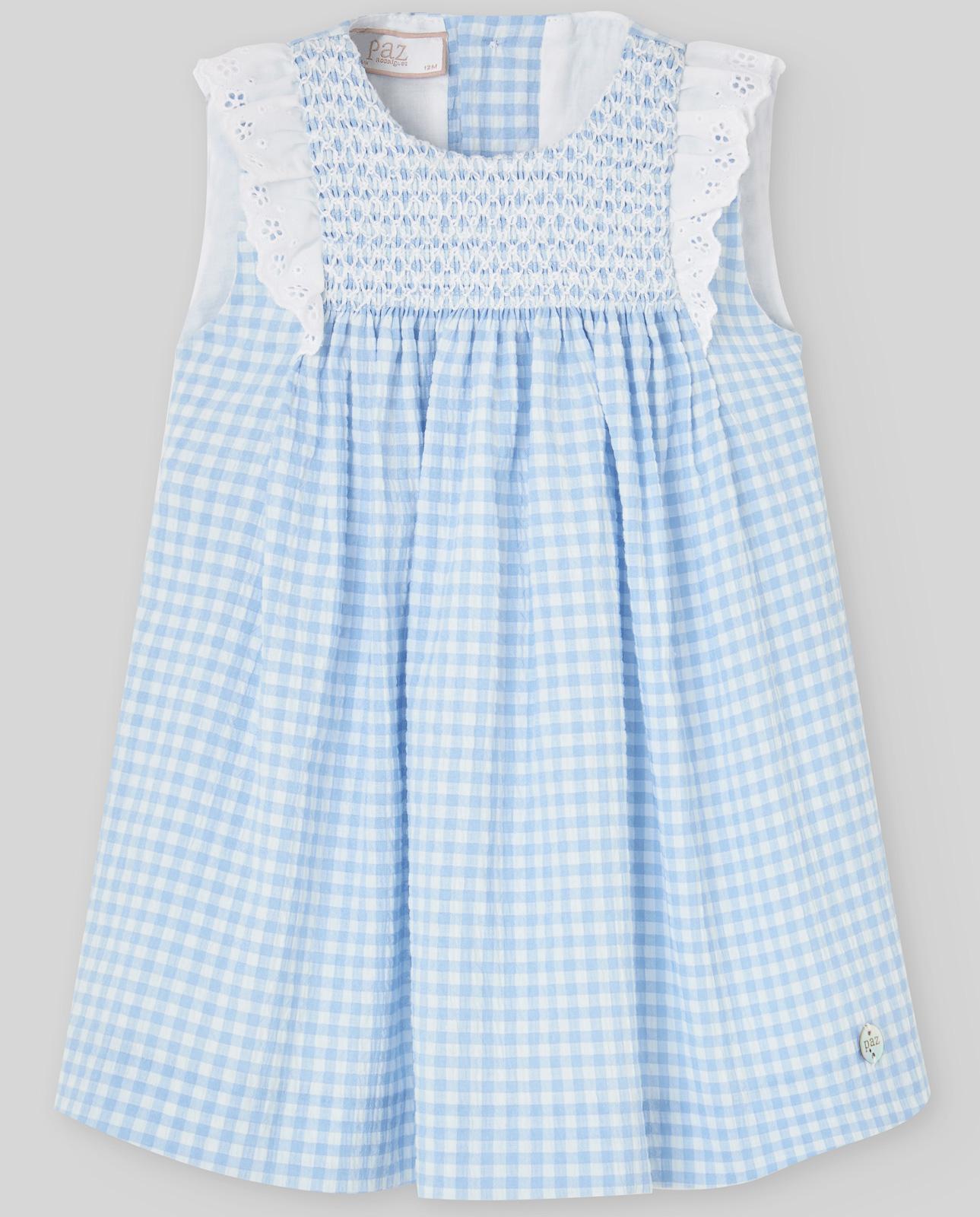 abito NEONATA A QUADRI AZZURRO PAZ RODRIGUEZ 004-153656 AZZURRO PAZ RODRIGUEZ 