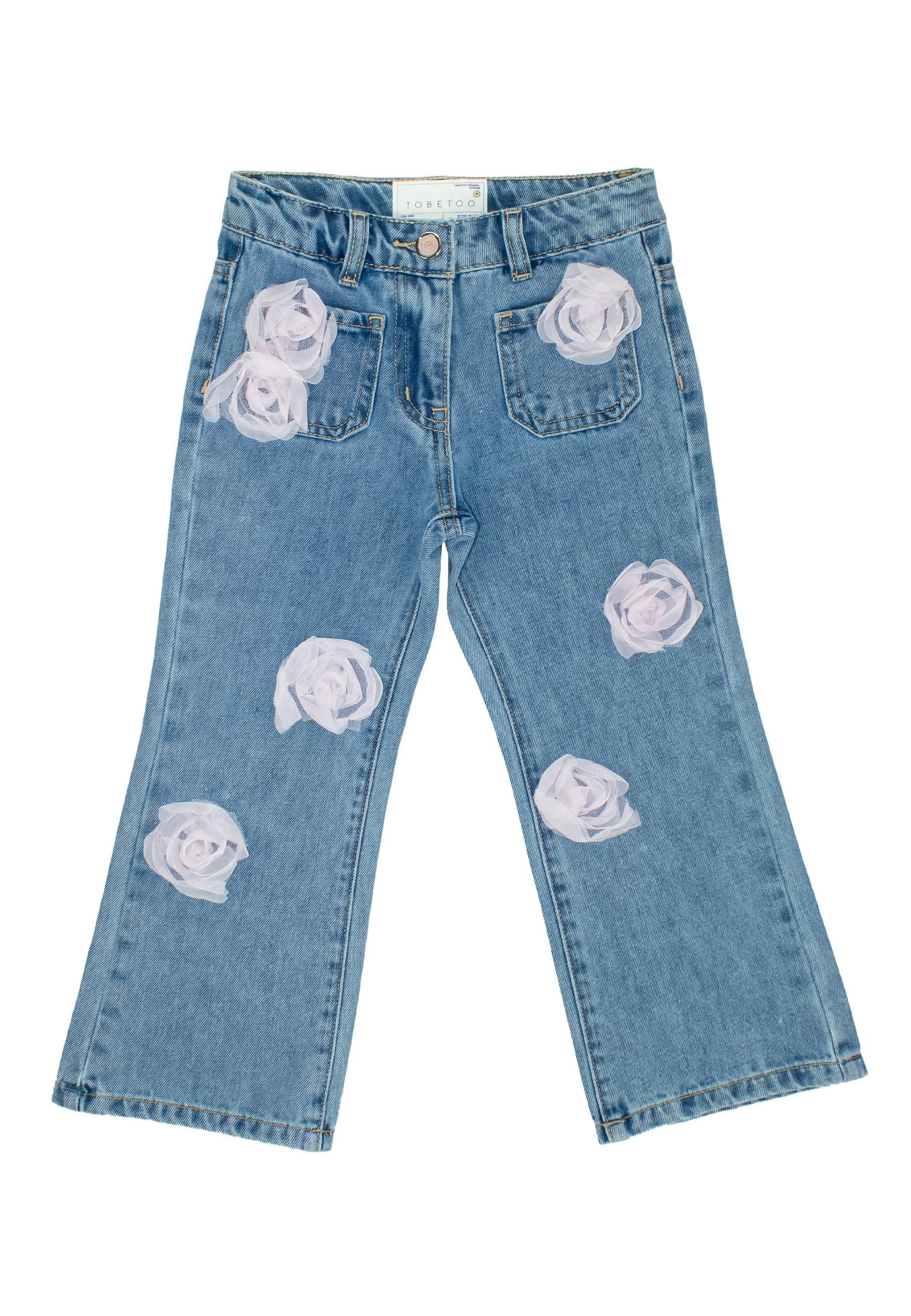 JEANS BAMBINA CON APPLICAZIONI TO BE TOO TB1596P JEANS TO BE TOO 