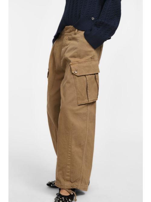 PANTALONE DONNA LARGO CON TASCHE GRANDI LATERALI VINTAGE CAMEL P33K2DLFN3N VINTAGE CAMEL PLEASE 