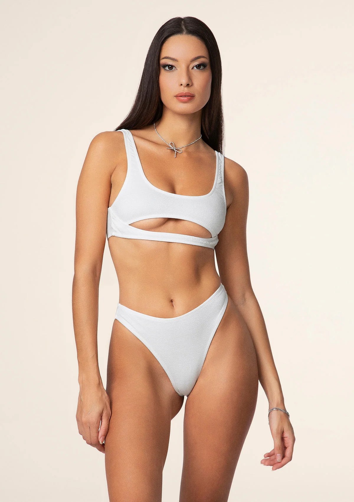 Bikini Donna F**K Top con Slip Vita Alta Bianco<BR/><BR/><BR/> FK25-1144WH BIANCO F**K 