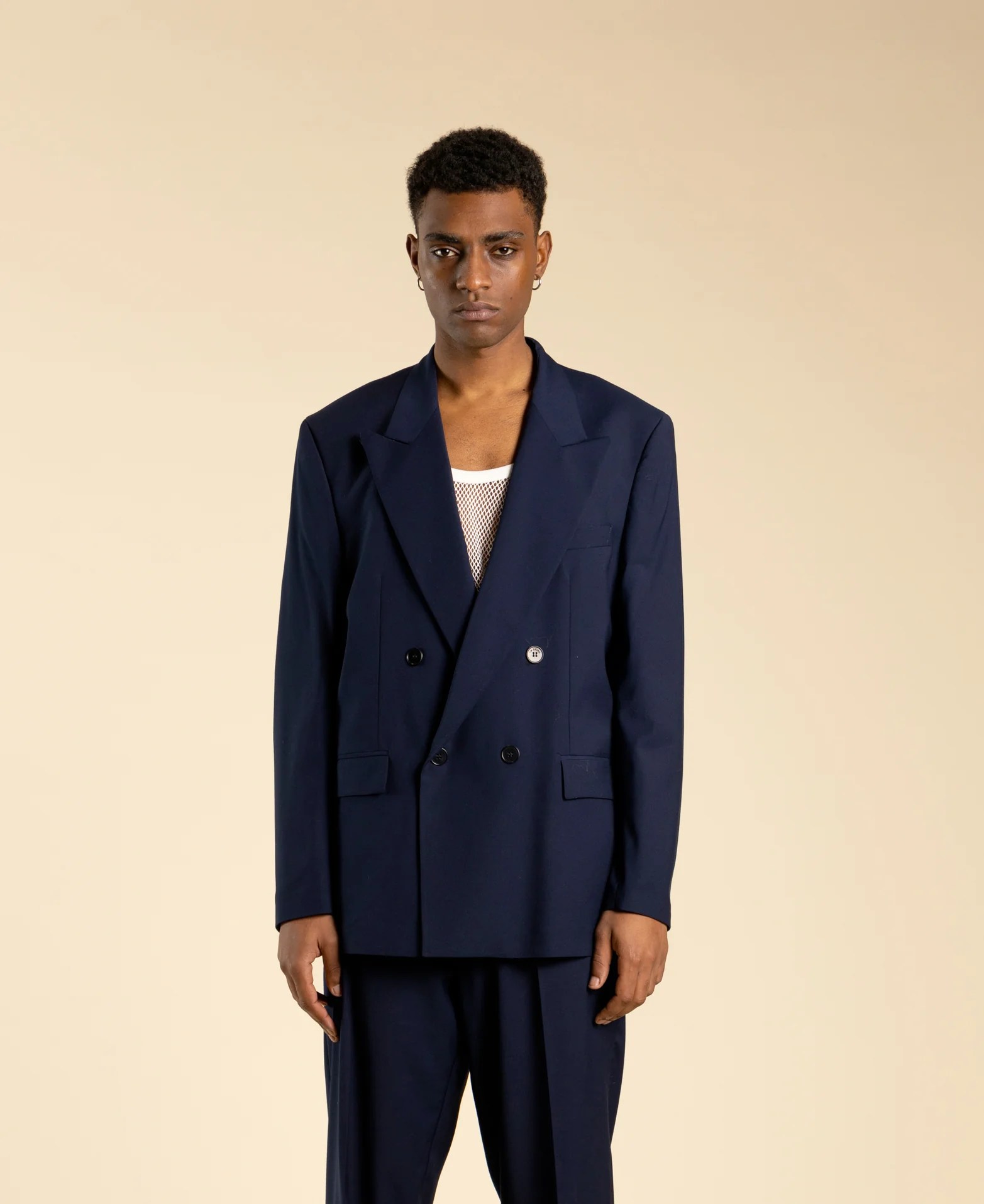 Giacca doppiopetto oversize in poliviscosa<BR/> GIA322 BLU I'M BRIAN 