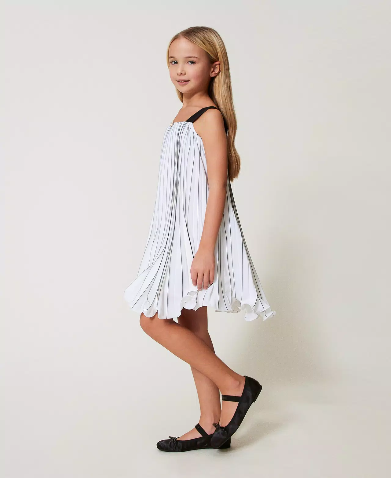 Abito corto plissé con stampa 251GJ2QL0 BIANCO-NERO TWINSET KIDS 