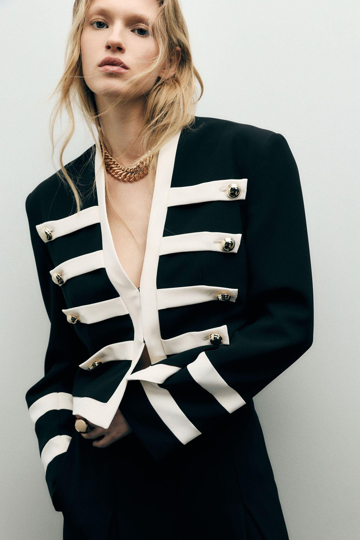 GIACCA DONNA CORTA CON BOTTONI ORO NERO-BIANCO IMPERIAL JBN8LKW NERO IMPERIAL 