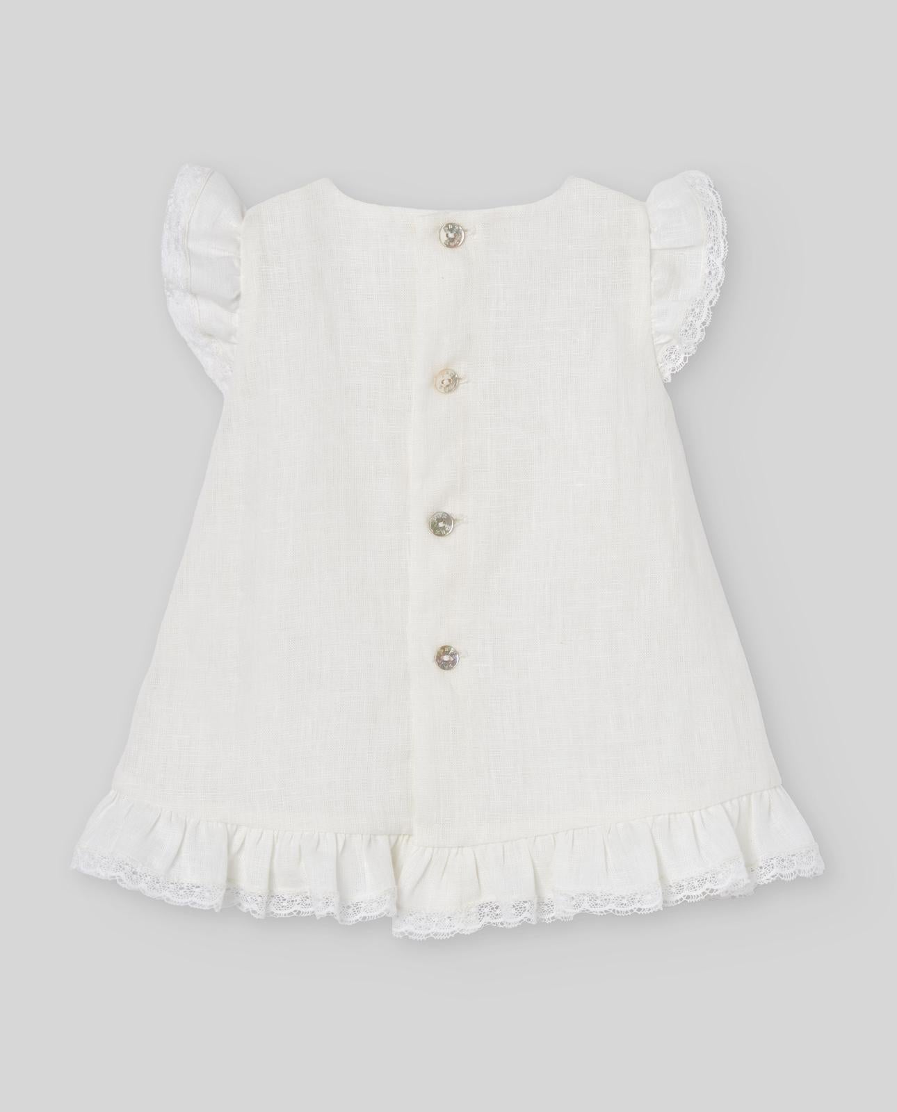 abito NEONATA IN LINO BIANCO PAZ RODRIGUEZ 004-153263 BIANCO PAZ RODRIGUEZ 