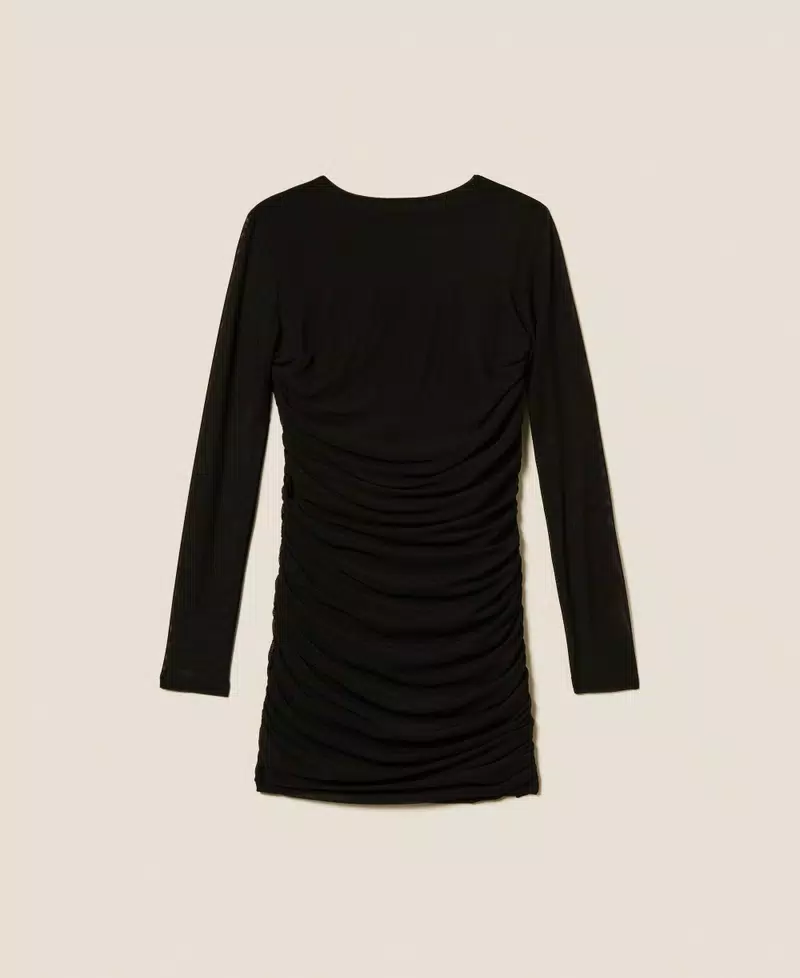 ABITO BAMBINA CORTO IN TULLE ARRICCIATO NERO TWINSET 252GJ2312 NERO TWINSET KIDS 