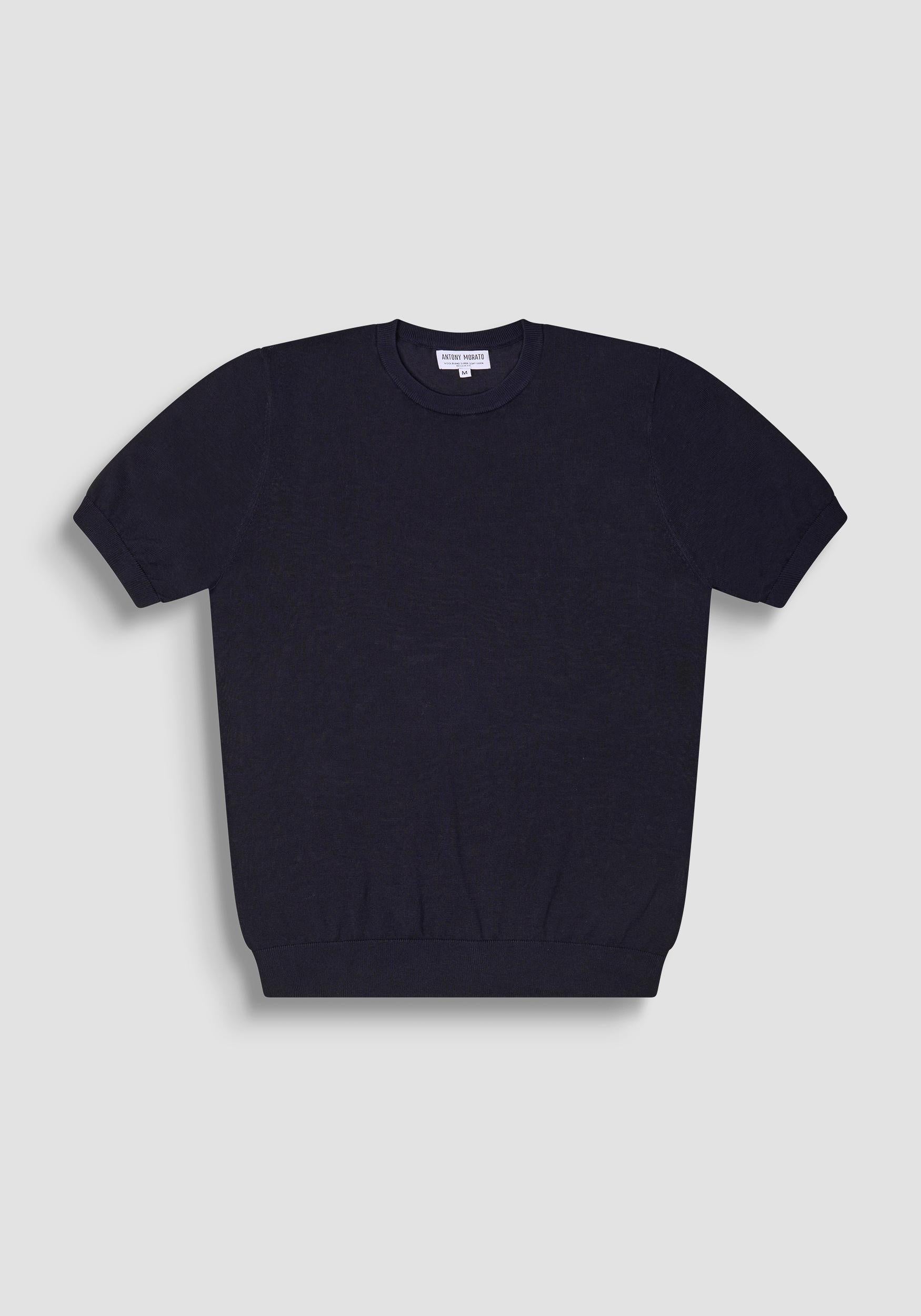 T-SHIRT UOMO REGULAR FITI IN LANA BLU INTENSO ANTONY MORATO MMSW01538-YA400145 BLU INTENSO ANTONY MORATO 