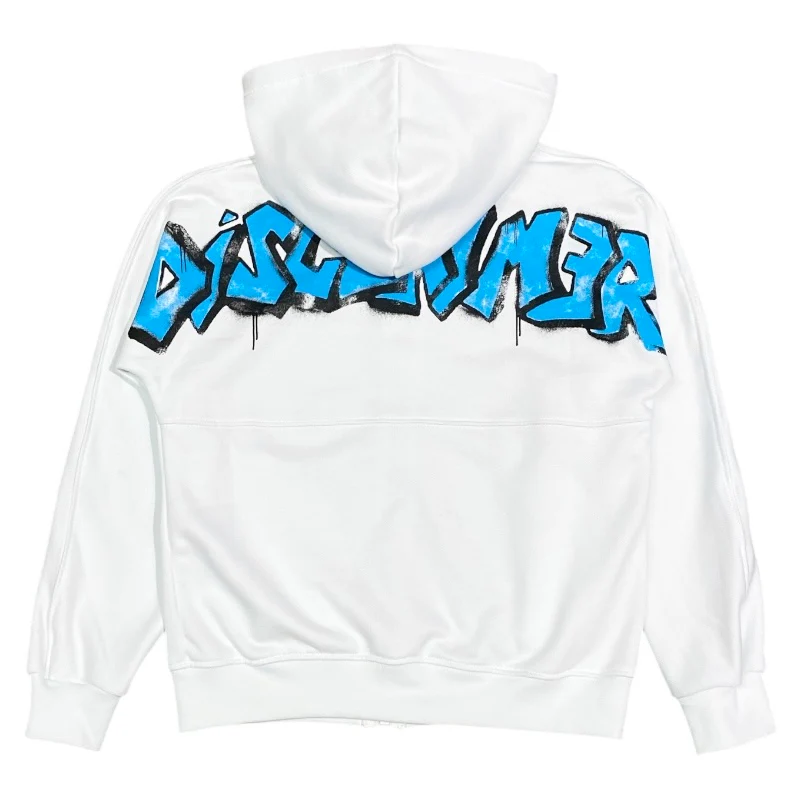Disclaimer kids felpa zip bianca logo azzurro 58409 58409 BIANCO-AZZURRO DISCLAIMER 