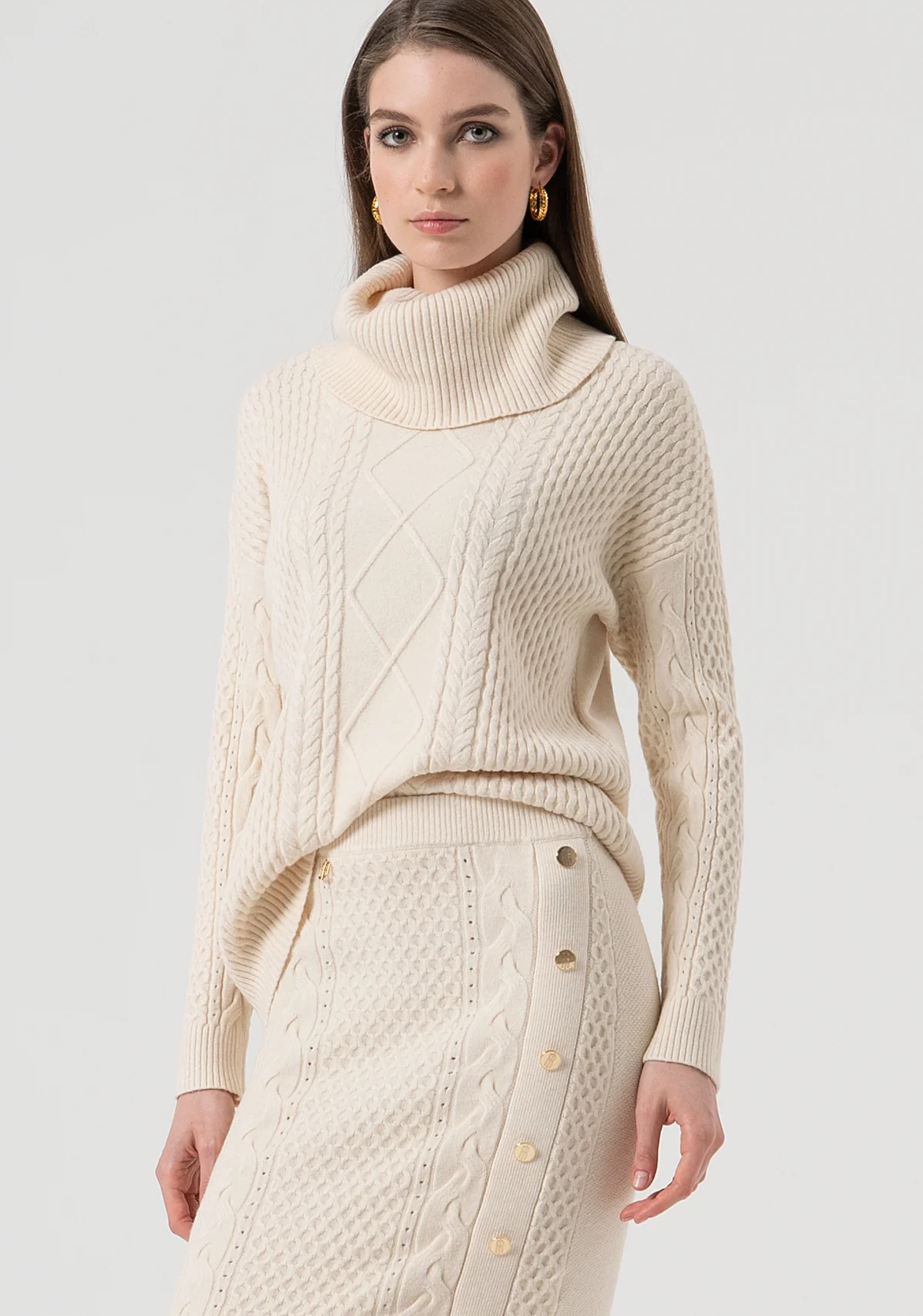 gonna DONNA IN LANA MOTIVO TRECCE VANILLA FRACOMINA FR25WG4007K50201 VANILLA FRACOMINA 